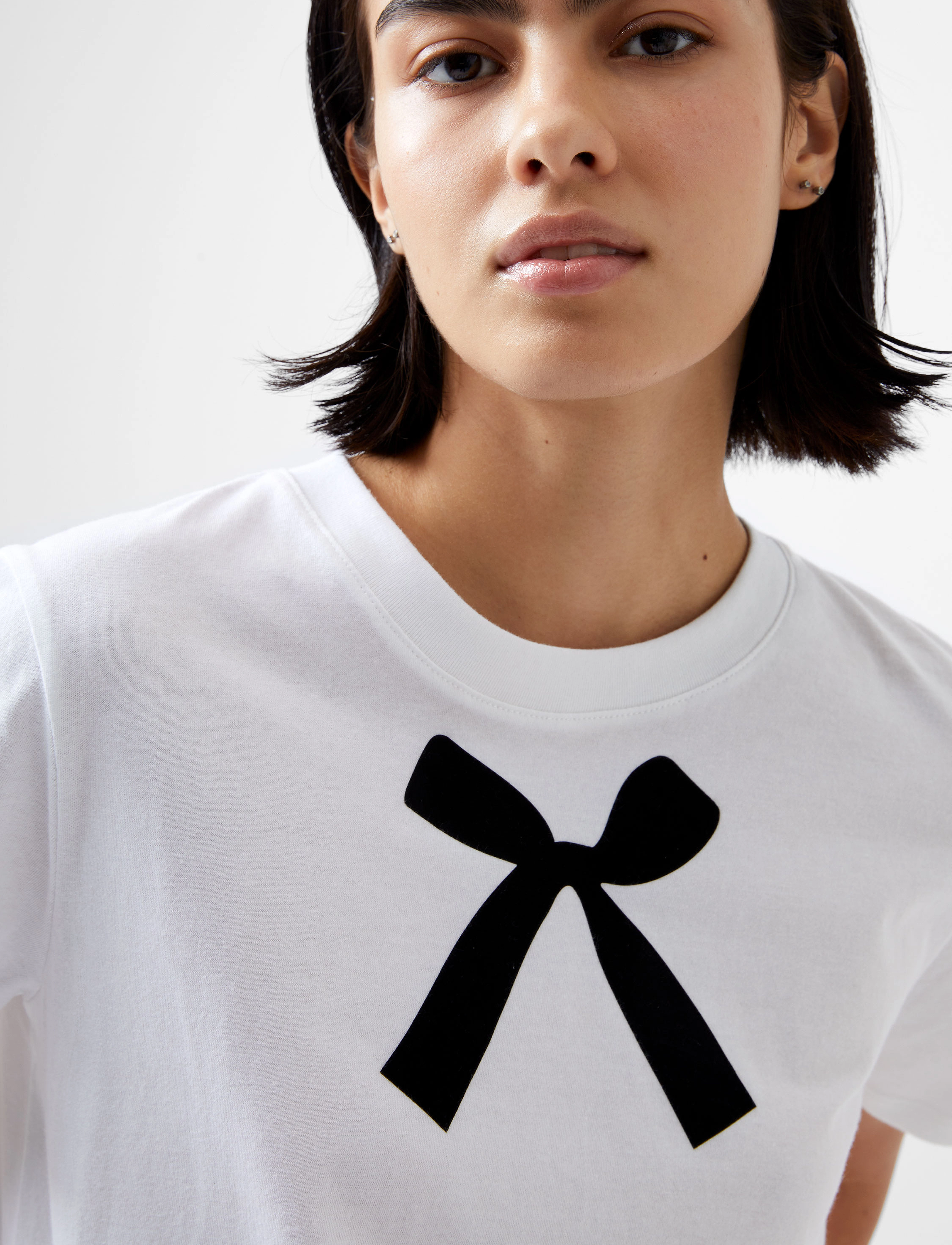 French Connection - BOW GRAPHIC SS TEE - linen white - 3