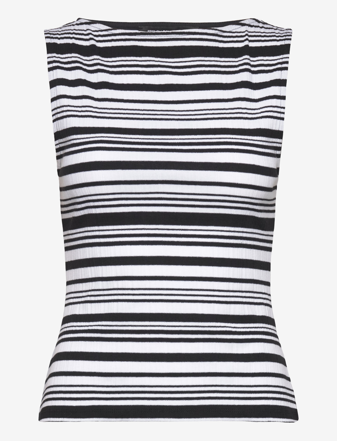 French Connection - SASIA RIB FITTED TOP - black/white - 0