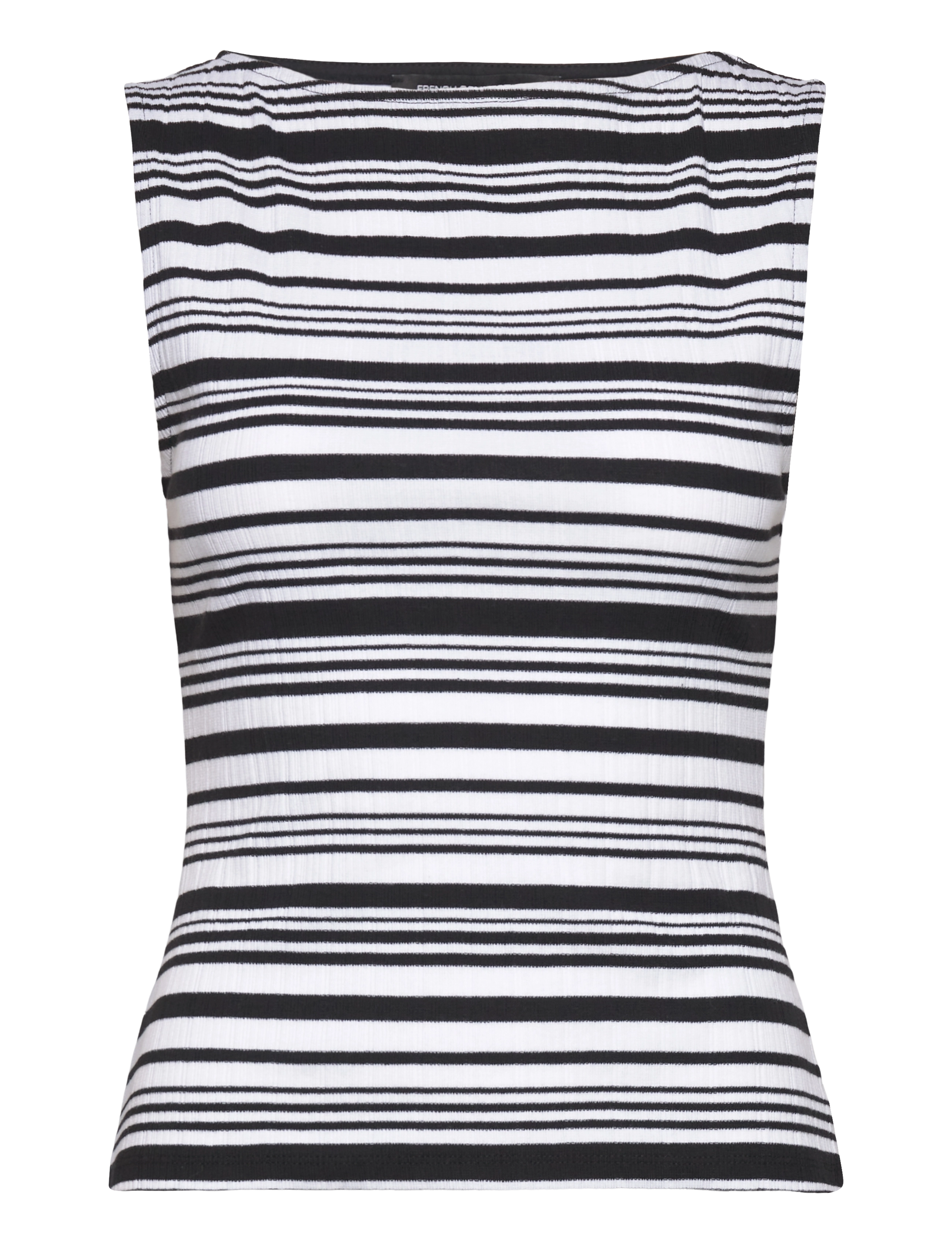 SASIA RIB FITTED TOP - BLACK/WHITE