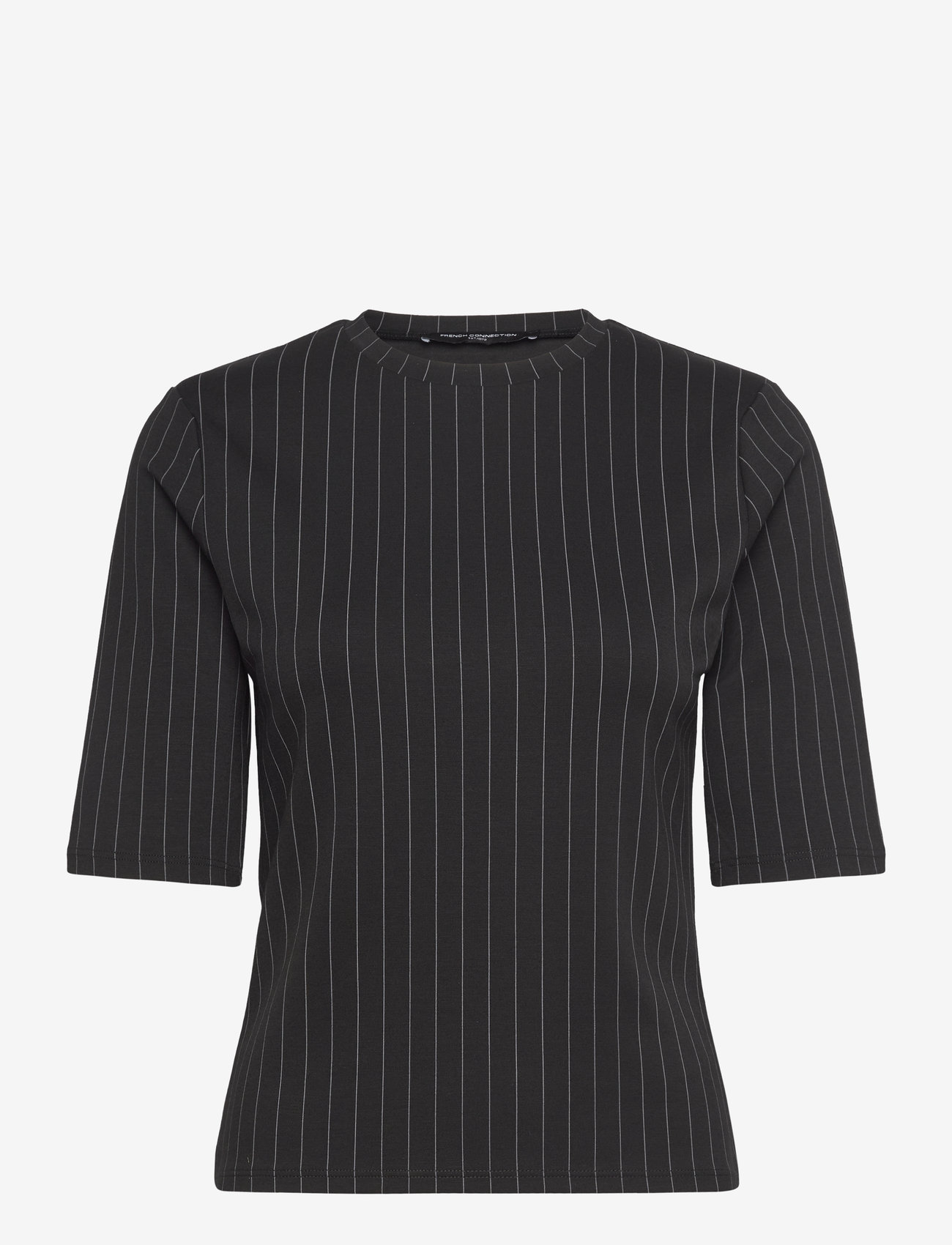 French Connection - REGINA JERSEY SHOULDER PAD TEE - black/white - 0