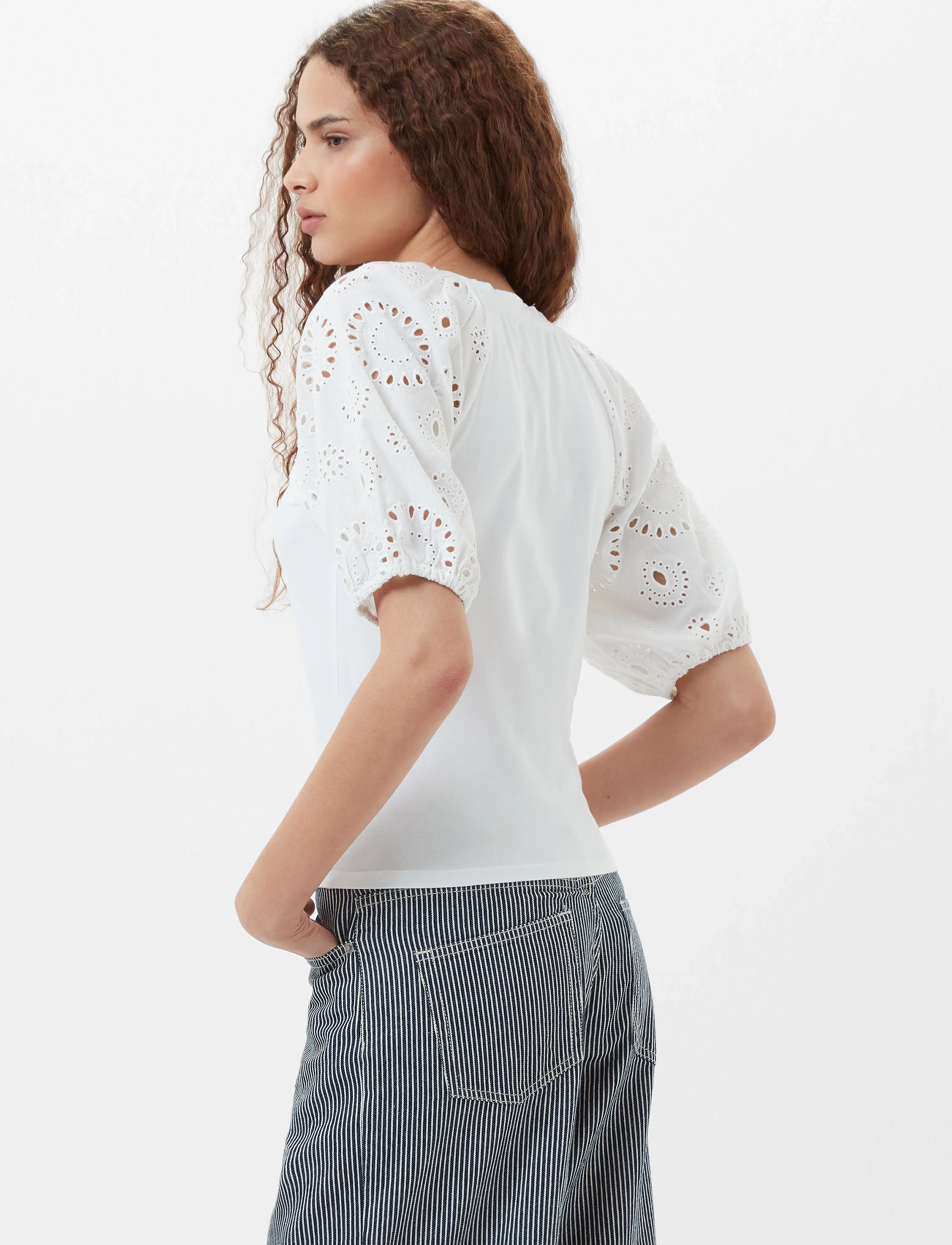 French Connection - ROSANA ANGLAISE TOP - linen white - 4