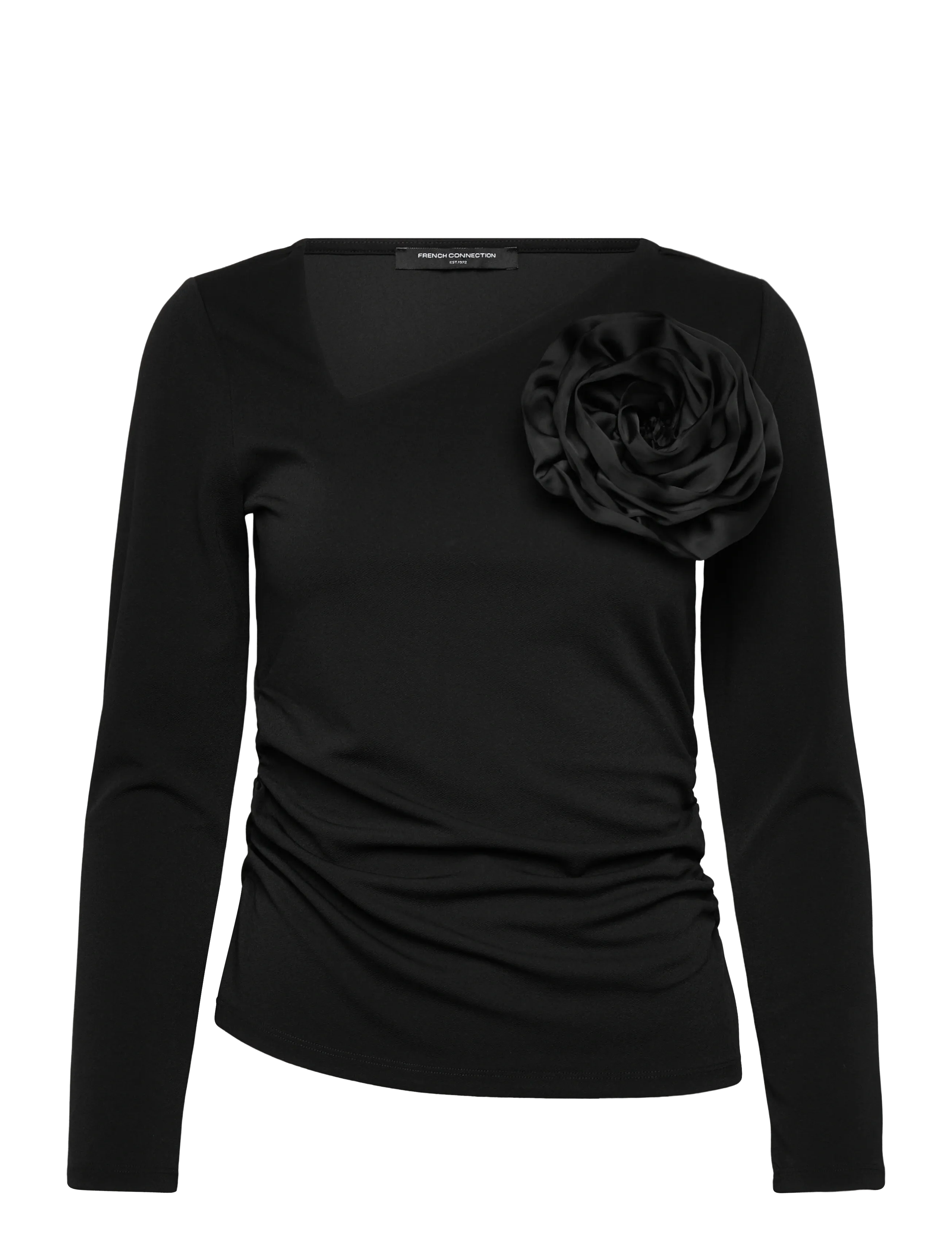 French Connection VALETTA JERSEY LS ROSETTE TOP - Transitional Layering - BLACK / black