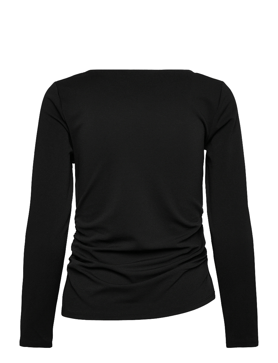 French Connection - VALETTA JERSEY LS ROSETTE TOP - long-sleeved tops - black - 2