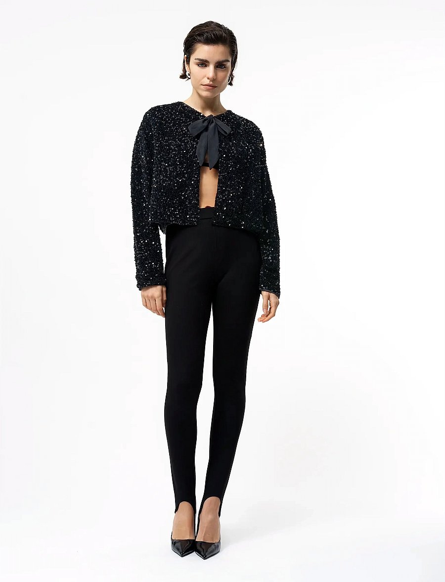French Connection - MONET SEQUIN TIE CARDIGAN - lühikesed pintsakud - blackout - 0
