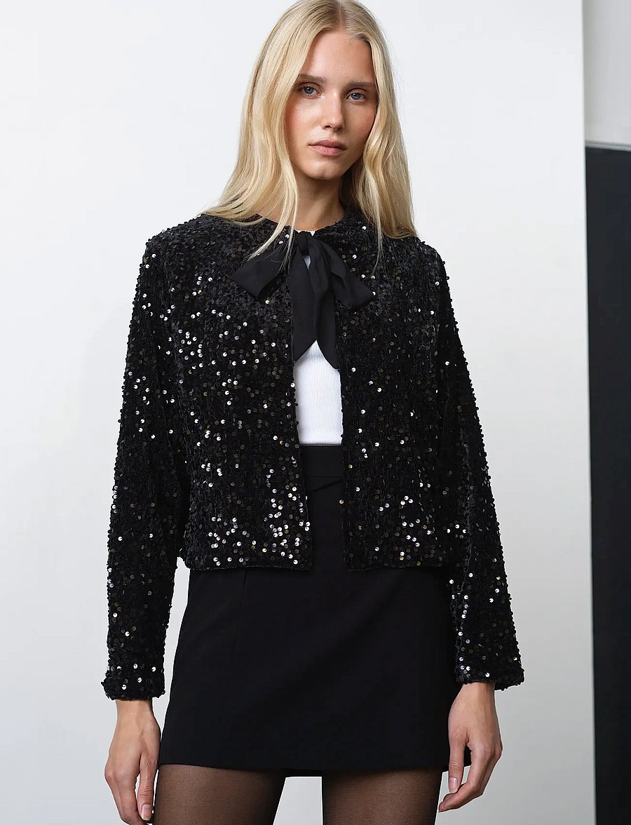 French Connection - MONET SEQUIN TIE CARDIGAN - lühikesed pintsakud - blackout - 2