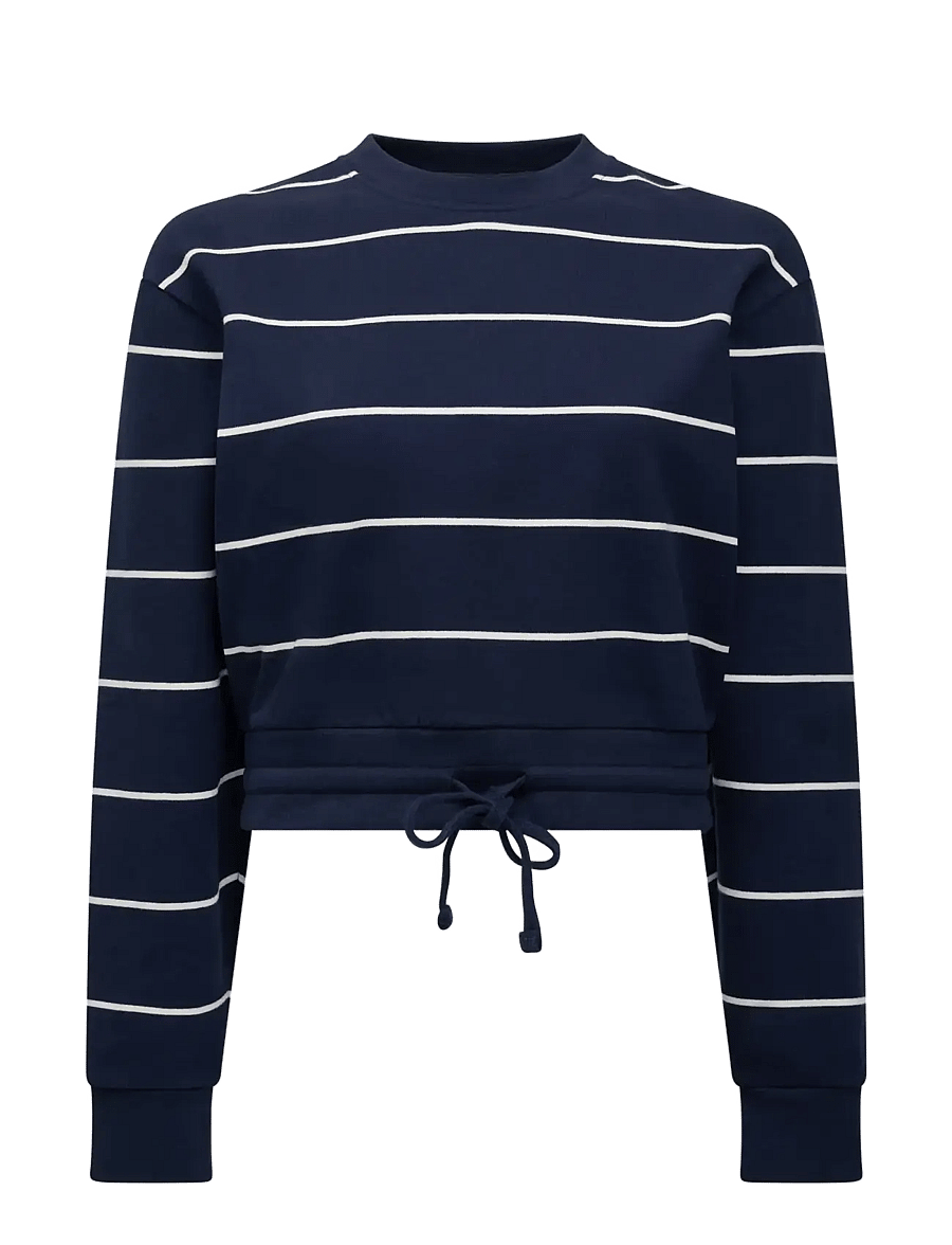 French Connection - SUNDAY SWEAT STRIPED D/S TOP - vardagsstil - navy/porcelain strip - 1