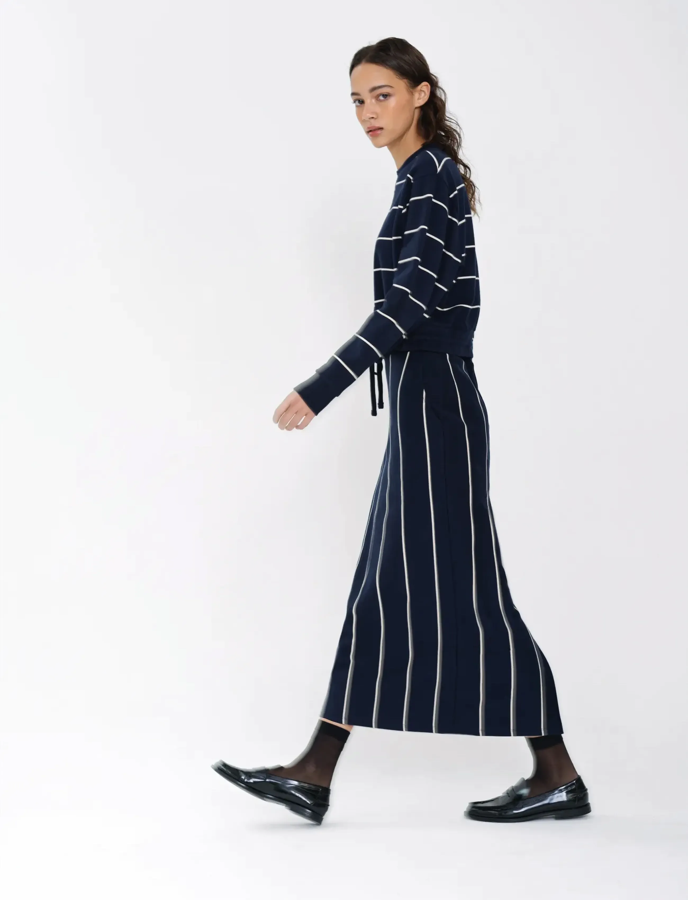 French Connection - SUNDAY SWEAT STRIPED D/S TOP - hverdags stil - navy/porcelain strip - 4