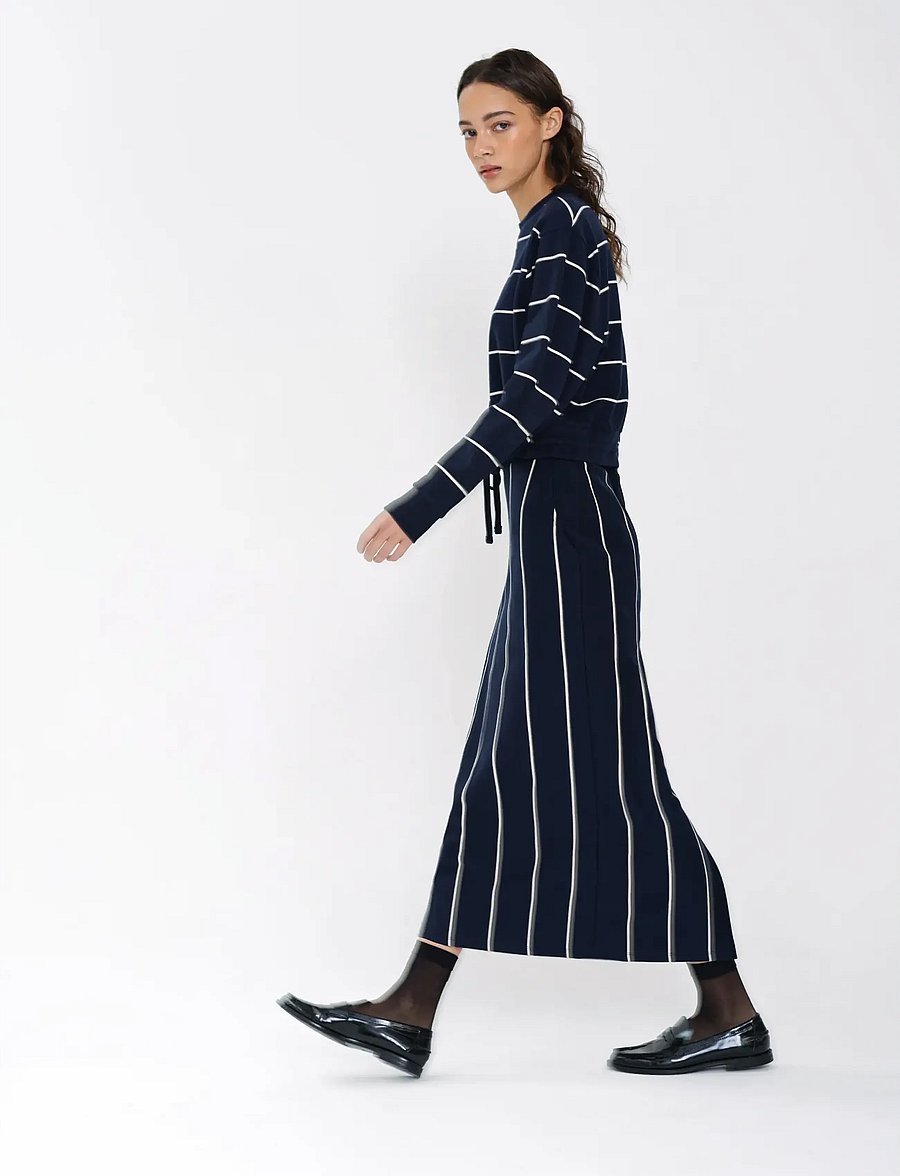 French Connection - SUNDAY SWEAT STRIPED D/S TOP - vardagsstil - navy/porcelain strip - 4