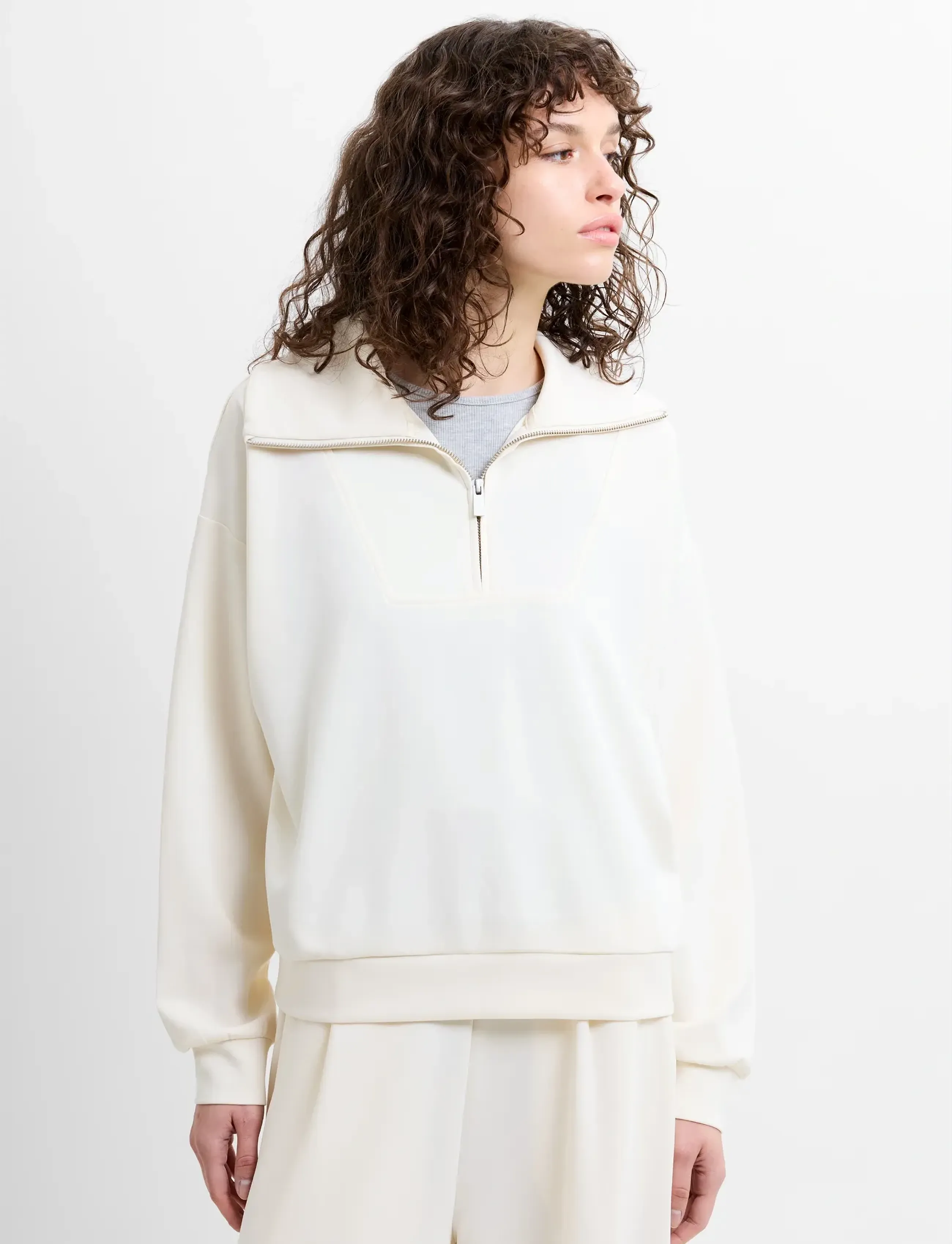 French Connection - WREN HALF ZIP SWEATSHIRT - sweatshirts & hættetrøjer - porcelain cream - 2