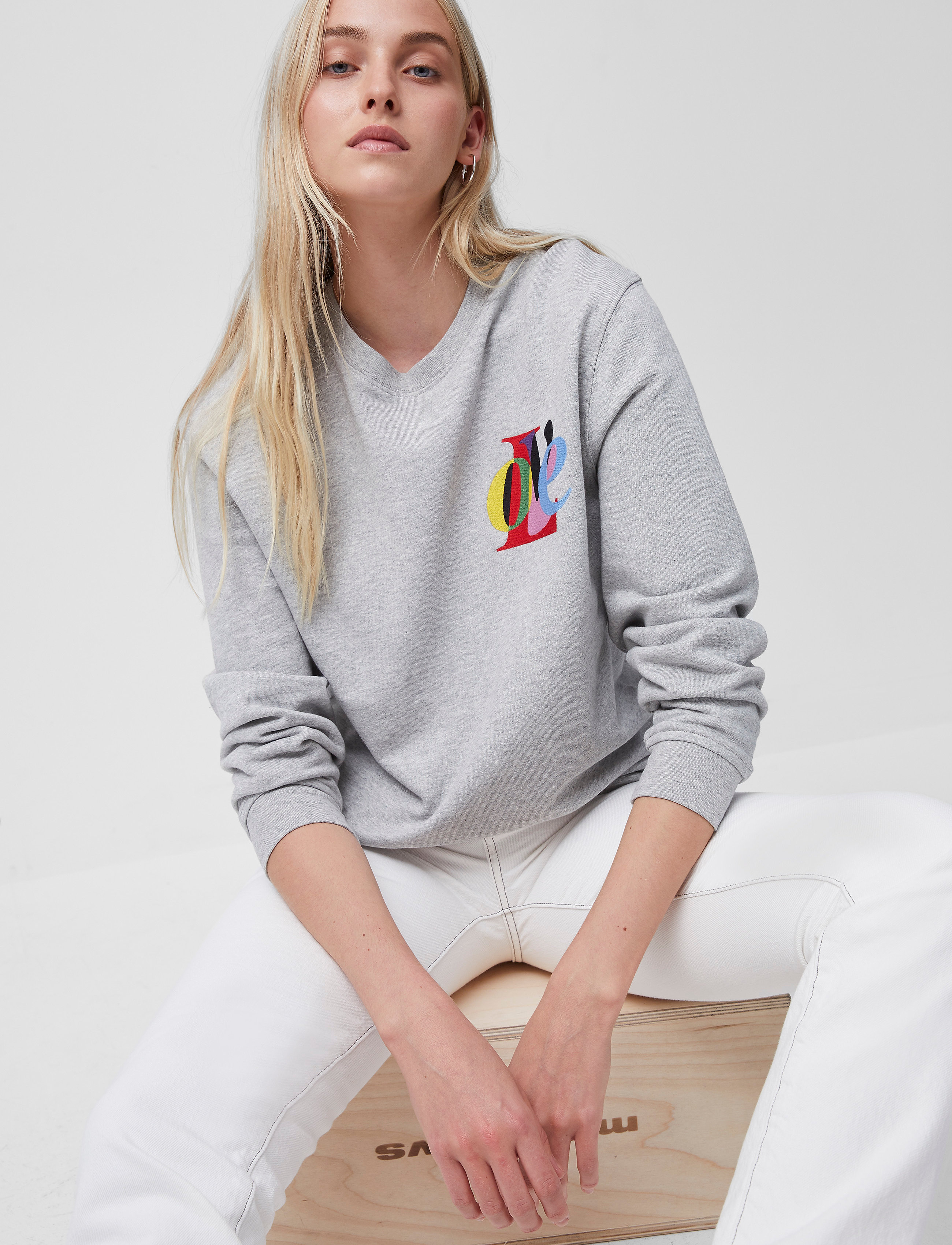 French Connection - LOVE GRAPHIC CREW NECK SWEAT - light grey mel - 5