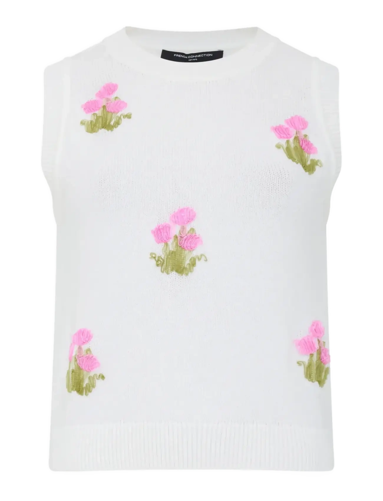 French Connection JUNIE FLORAL APPLIQUE VEST - Prjónavesti - PORCELAIN CRM/FRENCH / white