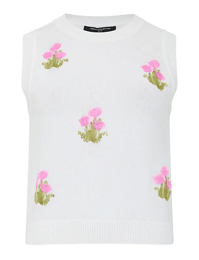 French Connection JUNIE FLORAL APPLIQUE VEST - French Connection - PORCELAIN CRM/FRENCH / white