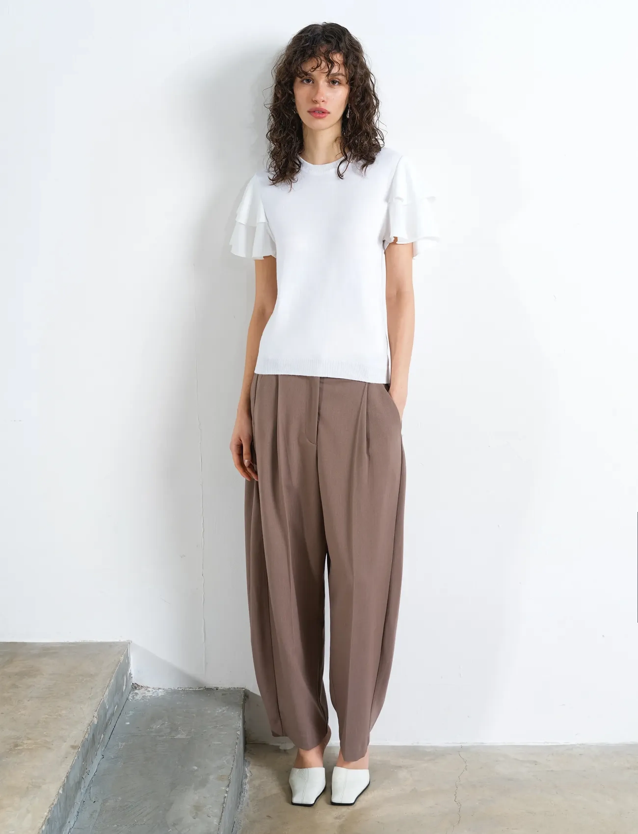 French Connection Aylaa Krista Mix Sleeve Top, S, White, T-Shirts & Toppe > Kortærmede, Dame