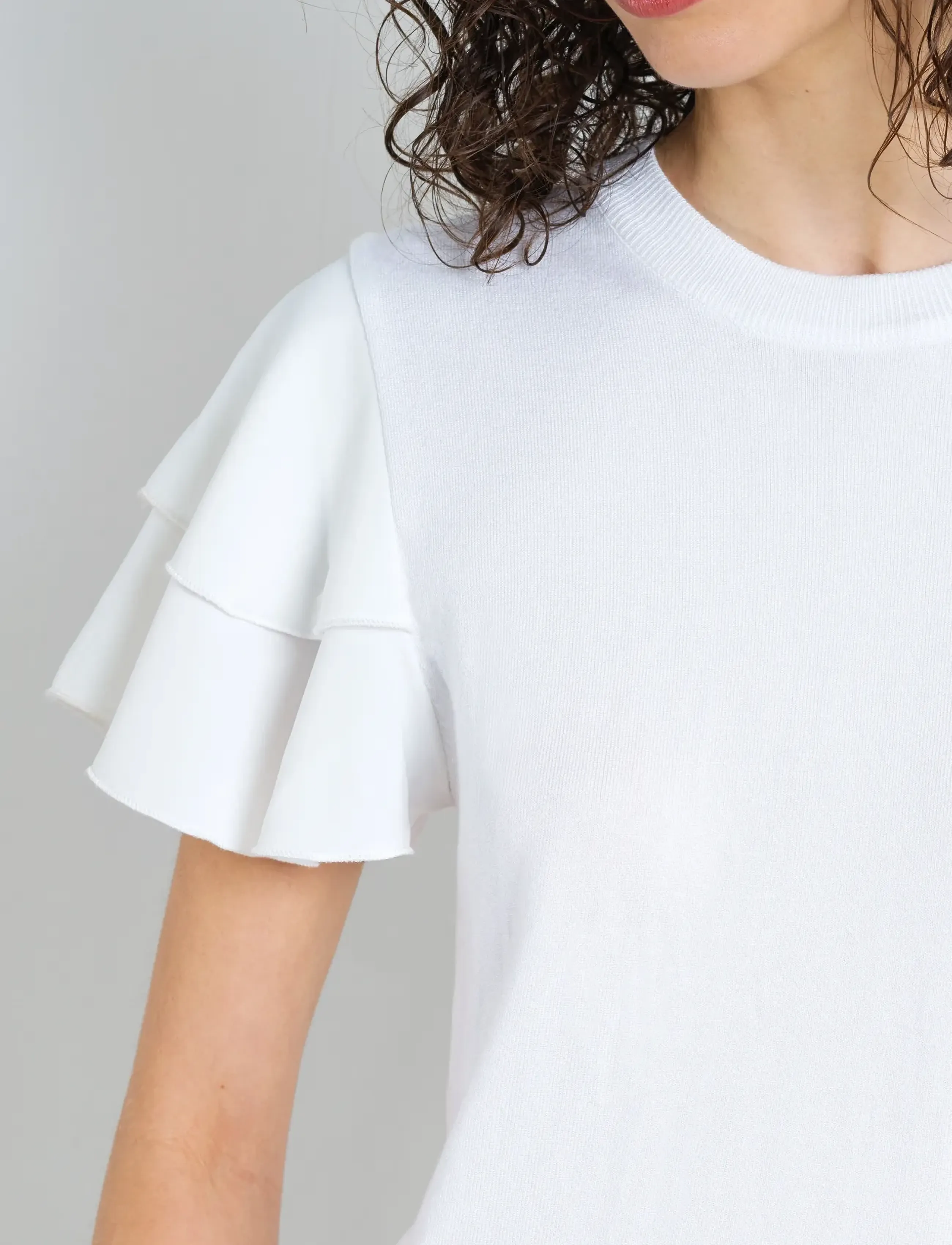 French Connection - AYLAA KRISTA MIX SLEEVE TOP - t-särgid - linen white - 4