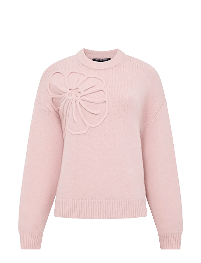 French Connection PATRICE KNIT FLORAL MOTIF JMPR - French Connection - POWDER PINK / pink/rose