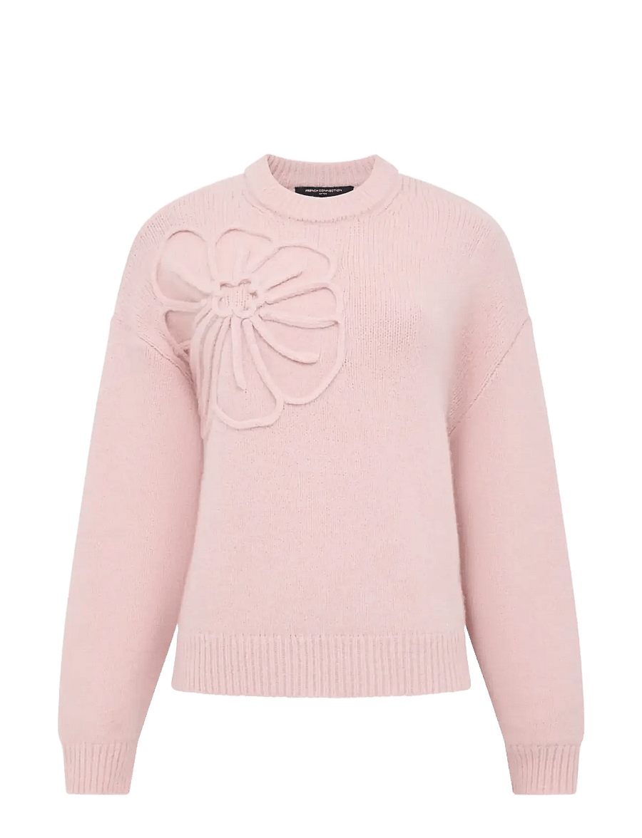 French Connection - PATRICE KNIT FLORAL MOTIF JMPR - stickade tröjor - powder pink - 1