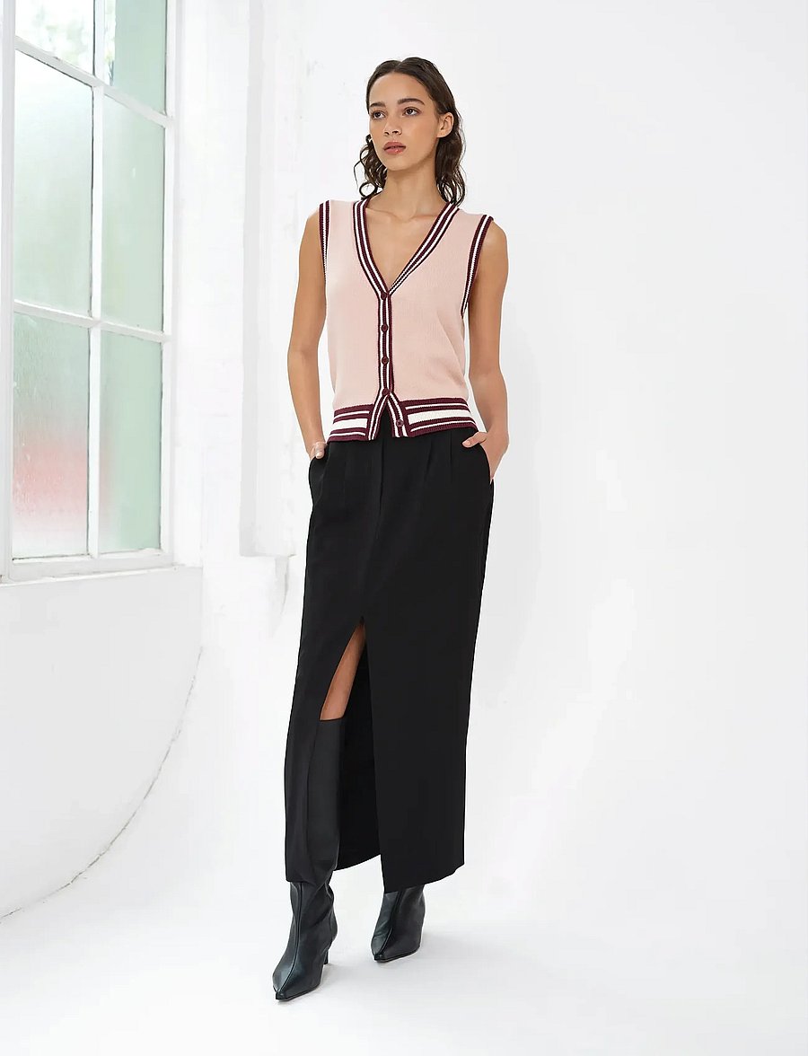 French Connection - JUNIE KNIT BUTTON THROUGH VEST - kootud vestid - berry red/powder/por - 0