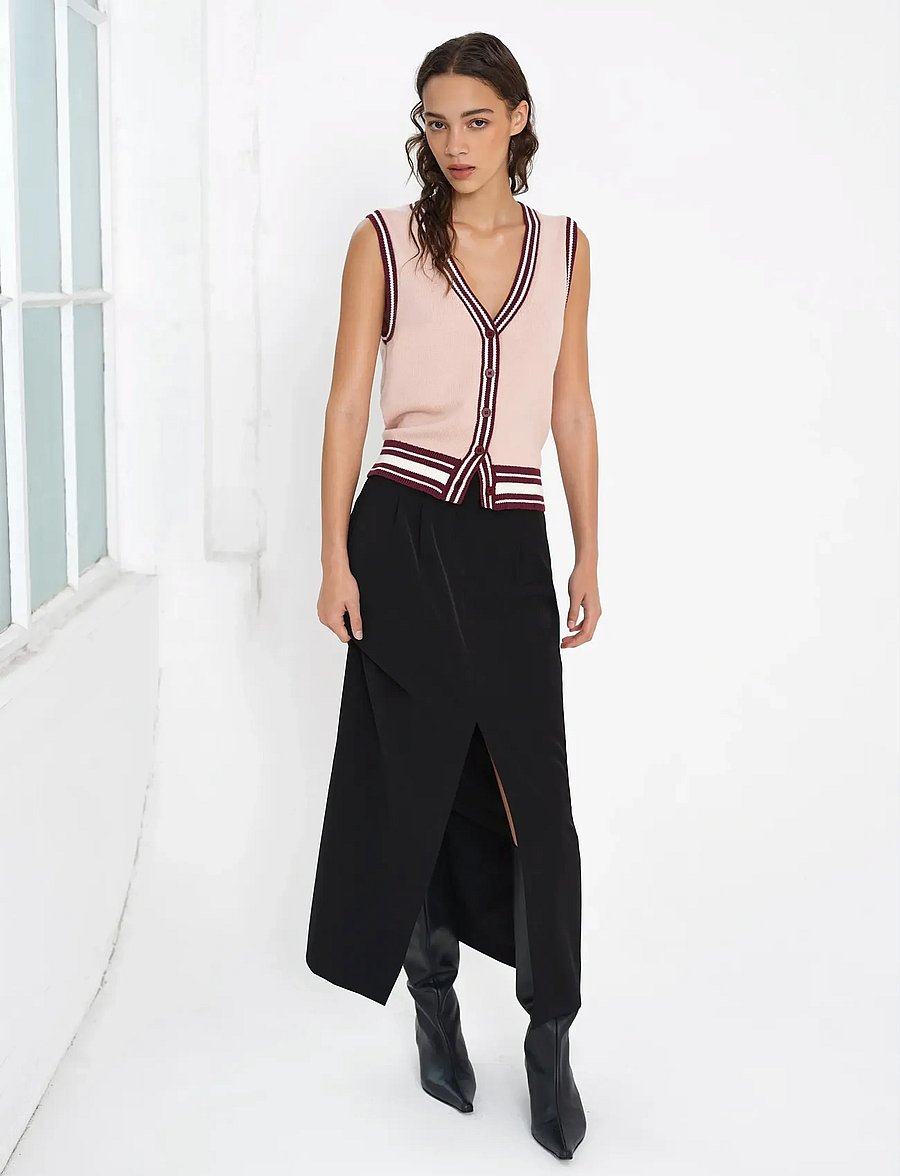 French Connection - JUNIE KNIT BUTTON THROUGH VEST - kootud vestid - berry red/powder/por - 2