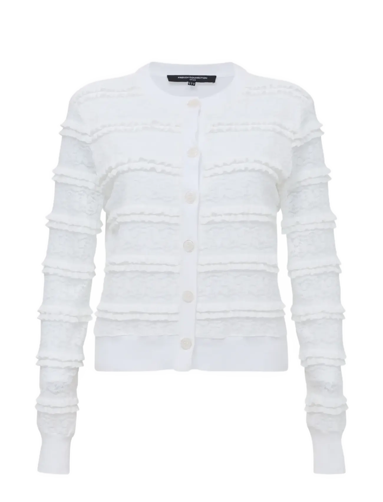 French Connection KRISTA LACE MIX CARDIGAN - Transitional Layering - SUMMER WHITE / white