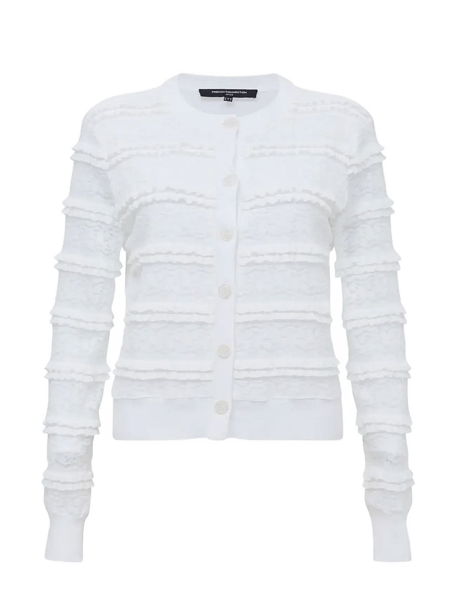 French Connection - KRISTA LACE MIX CARDIGAN - cardigans - summer white - 1