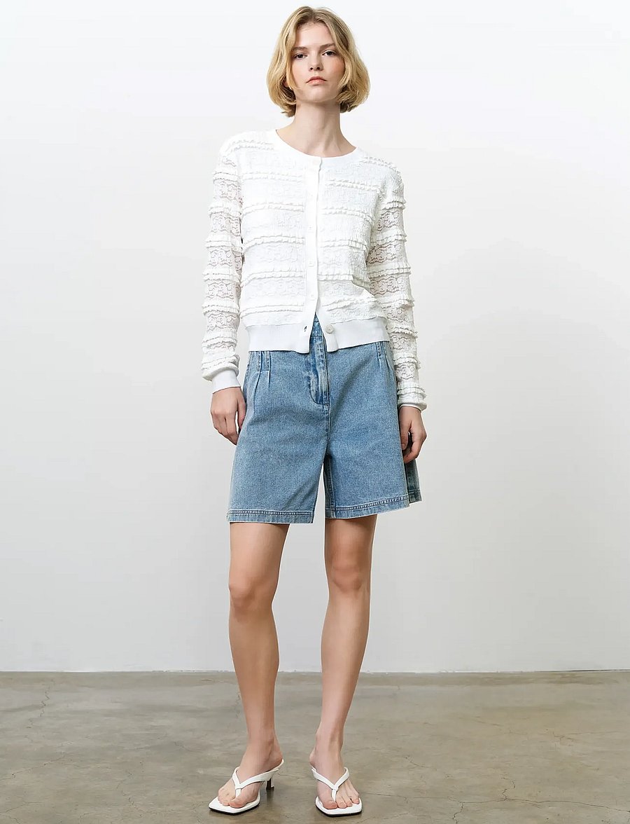 French Connection - KRISTA LACE MIX CARDIGAN - cardigans - summer white - 0