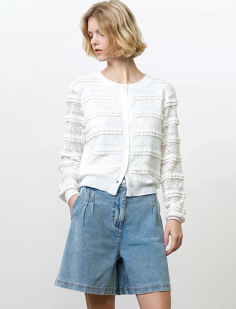 French Connection - KRISTA LACE MIX CARDIGAN - cardigans - summer white - 2