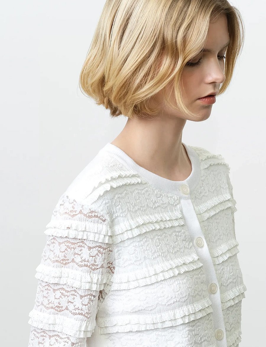 French Connection - KRISTA LACE MIX CARDIGAN - cardigans - summer white - 5