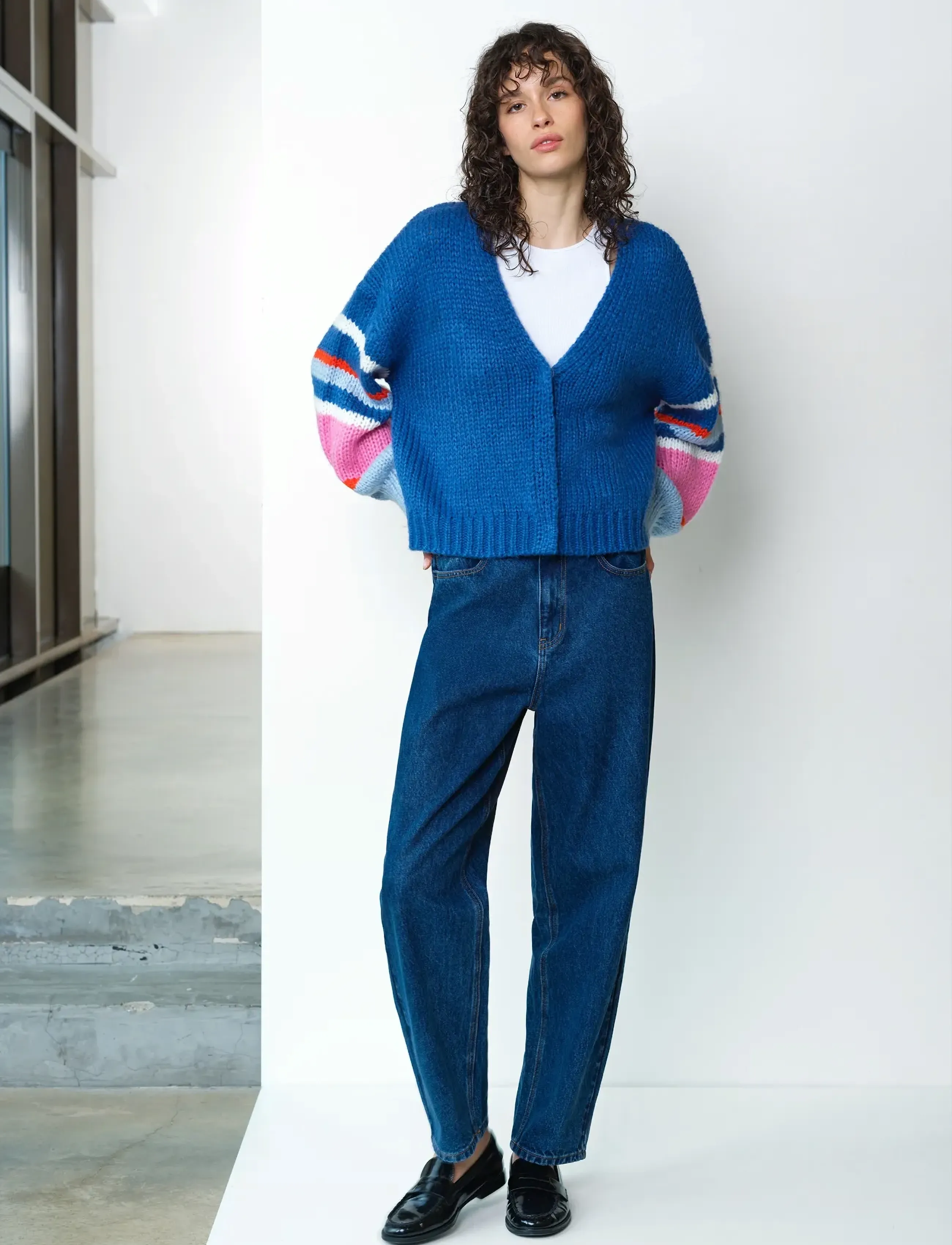 French Connection Monroe Coloured Slv Cardigan, S, Blue, Strik > Cardigans, Dame