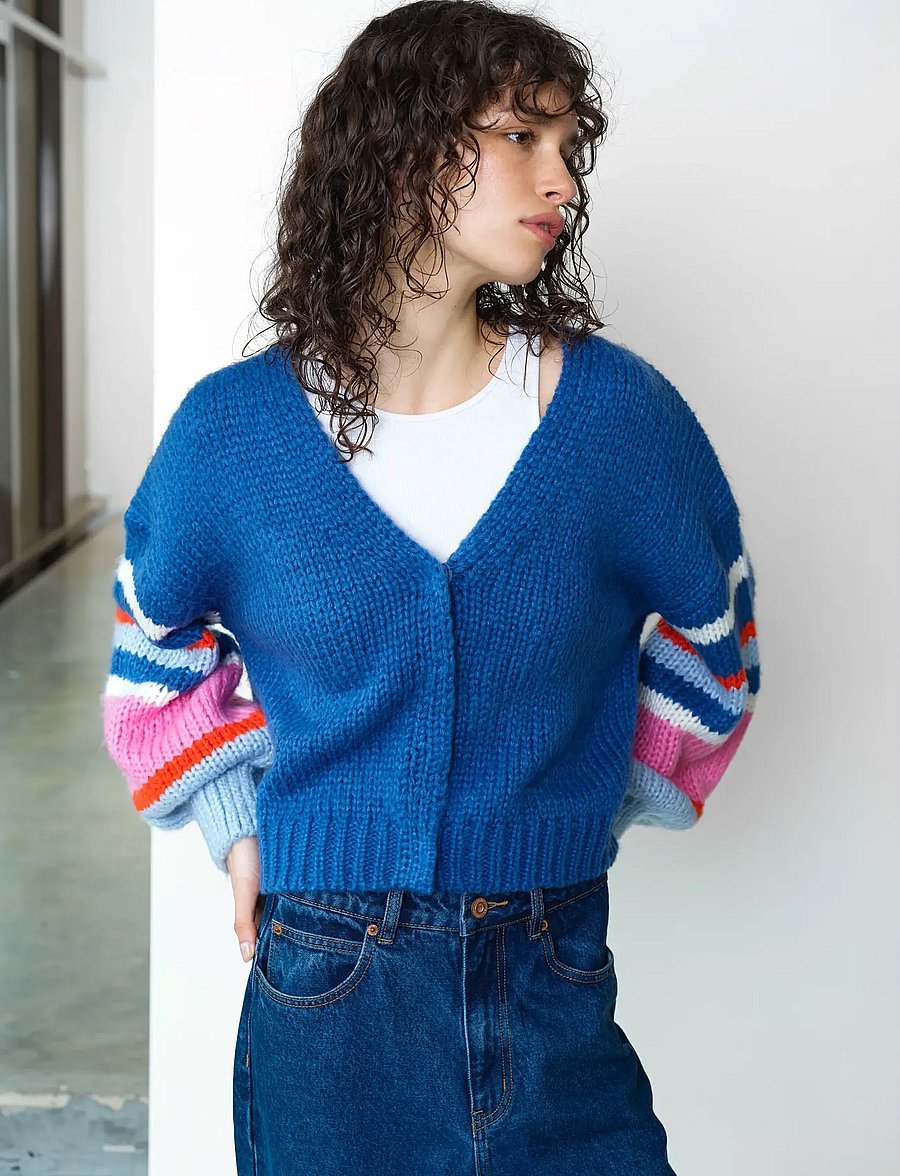French Connection - MONROE COLOURED SLV CARDIGAN - koftor - azure blue multi - 3
