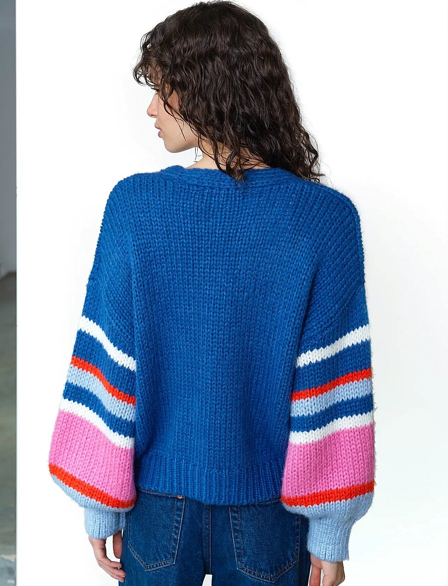 French Connection - MONROE COLOURED SLV CARDIGAN - koftor - azure blue multi - 4