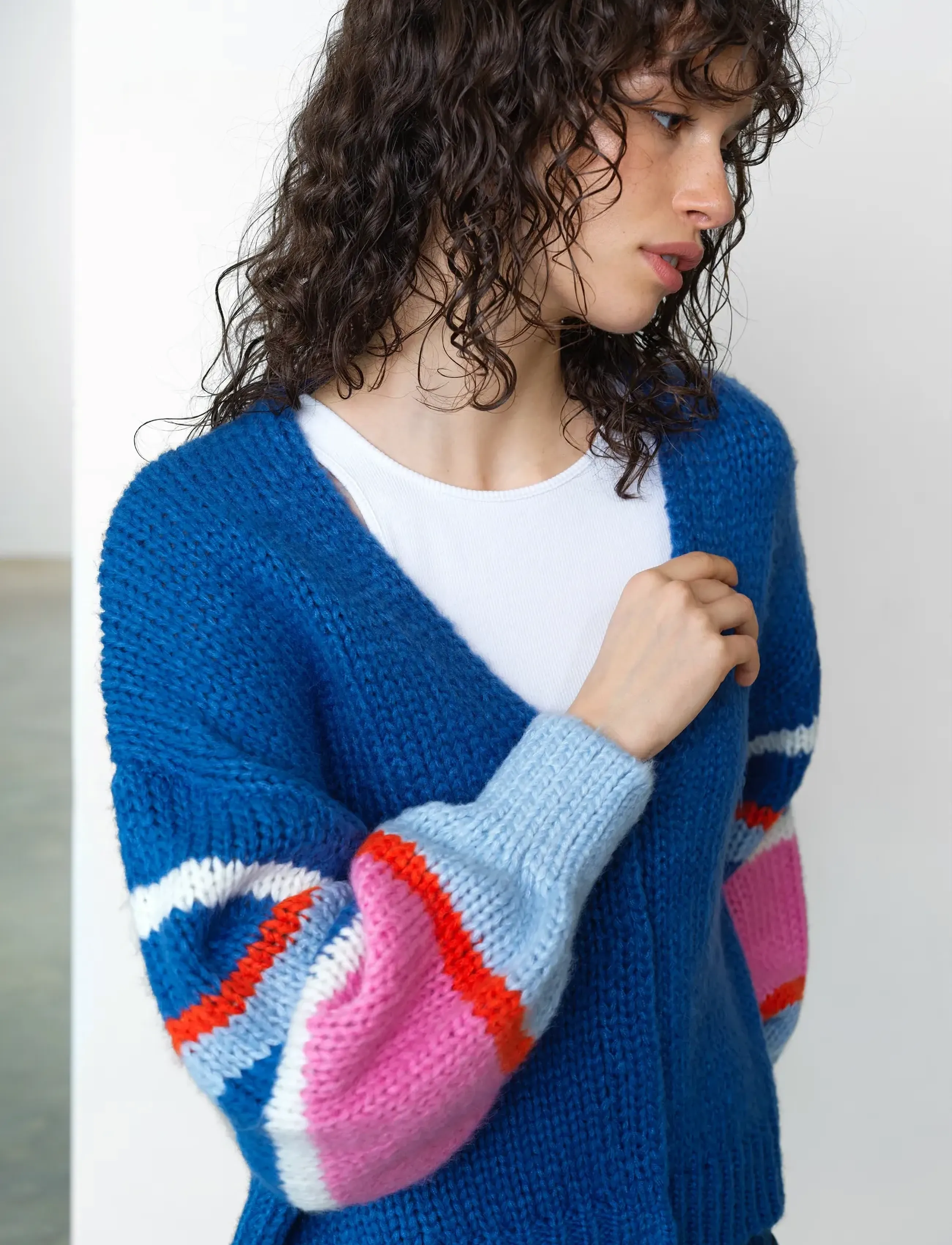 French Connection MONROE COLOURED SLV CARDIGAN - For her - AZURE BLUE MULTI / blue