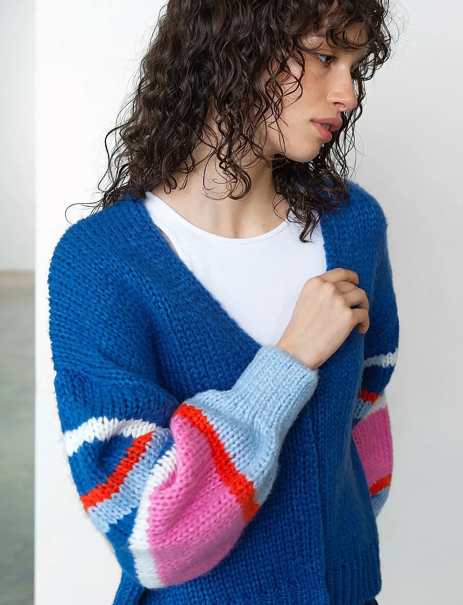 French Connection - MONROE COLOURED SLV CARDIGAN - koftor - azure blue multi - 5