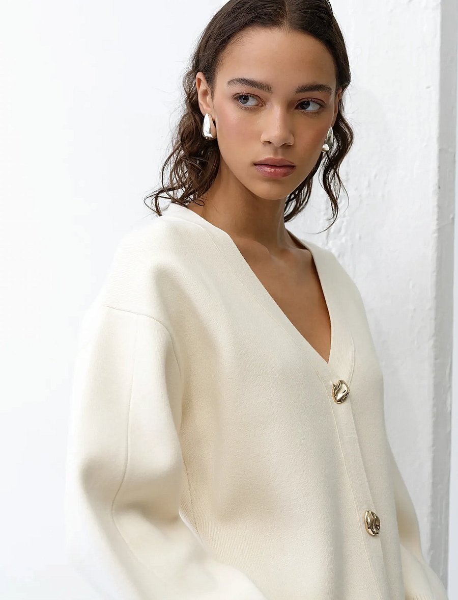 French Connection - MISSY KNIT CINCHED WAIST CARDI - cardigans - porcelain cream - 2