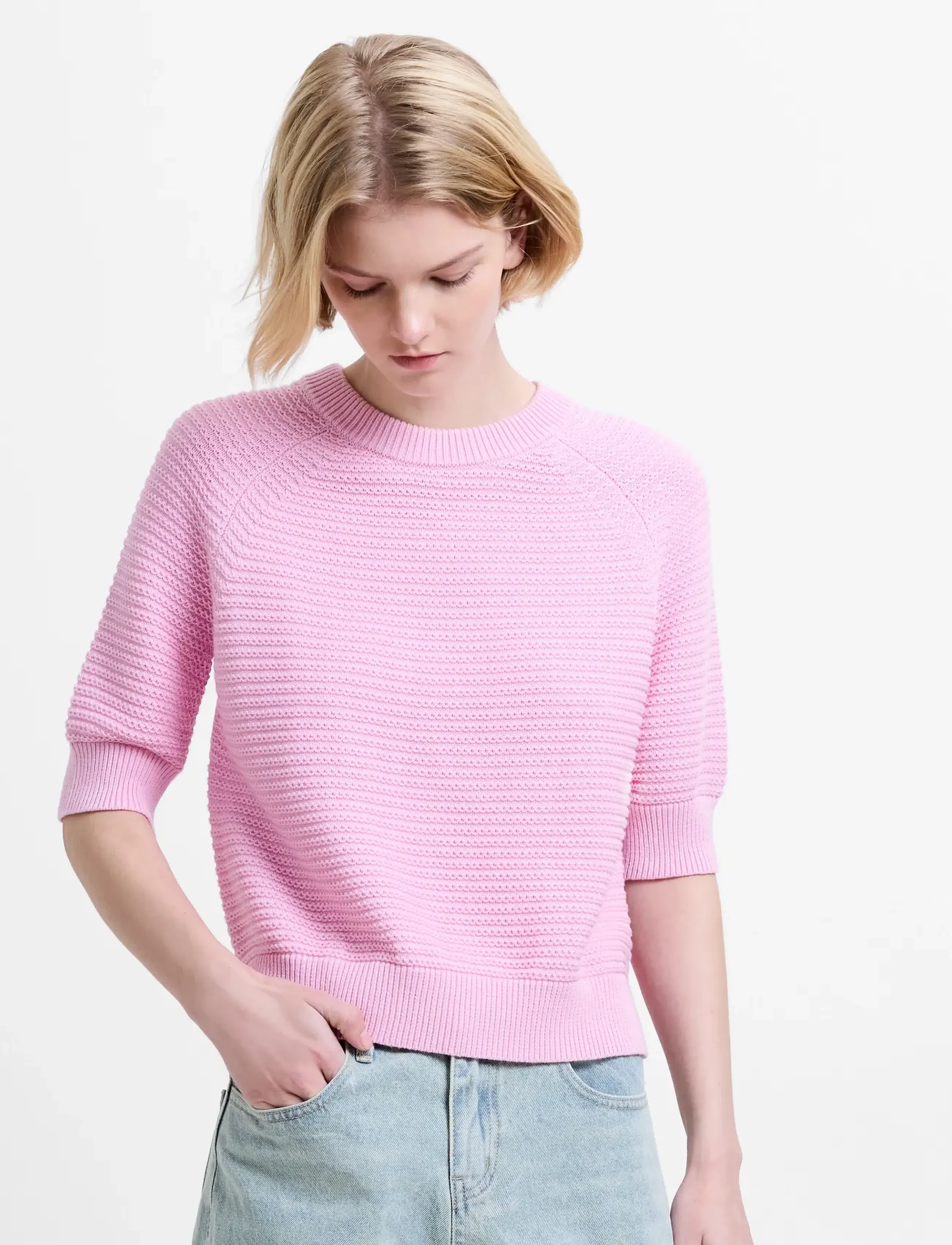 French Connection Lily Mozart Short Slv Jumper, S, Pink, Strik > Trøjer, Dame