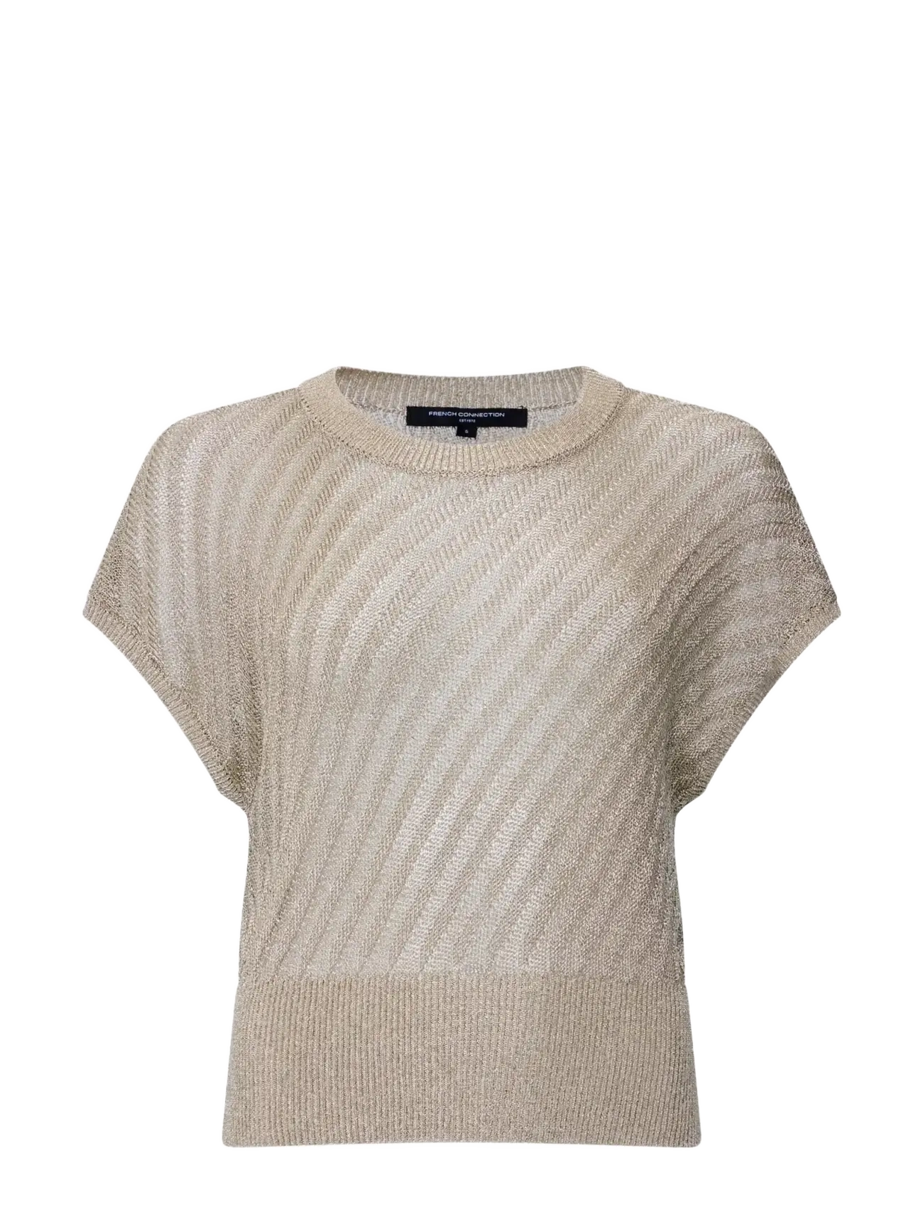 FRENCH CONNECTION Jada Metallic Knit Oberteil Beige - XS - Damen