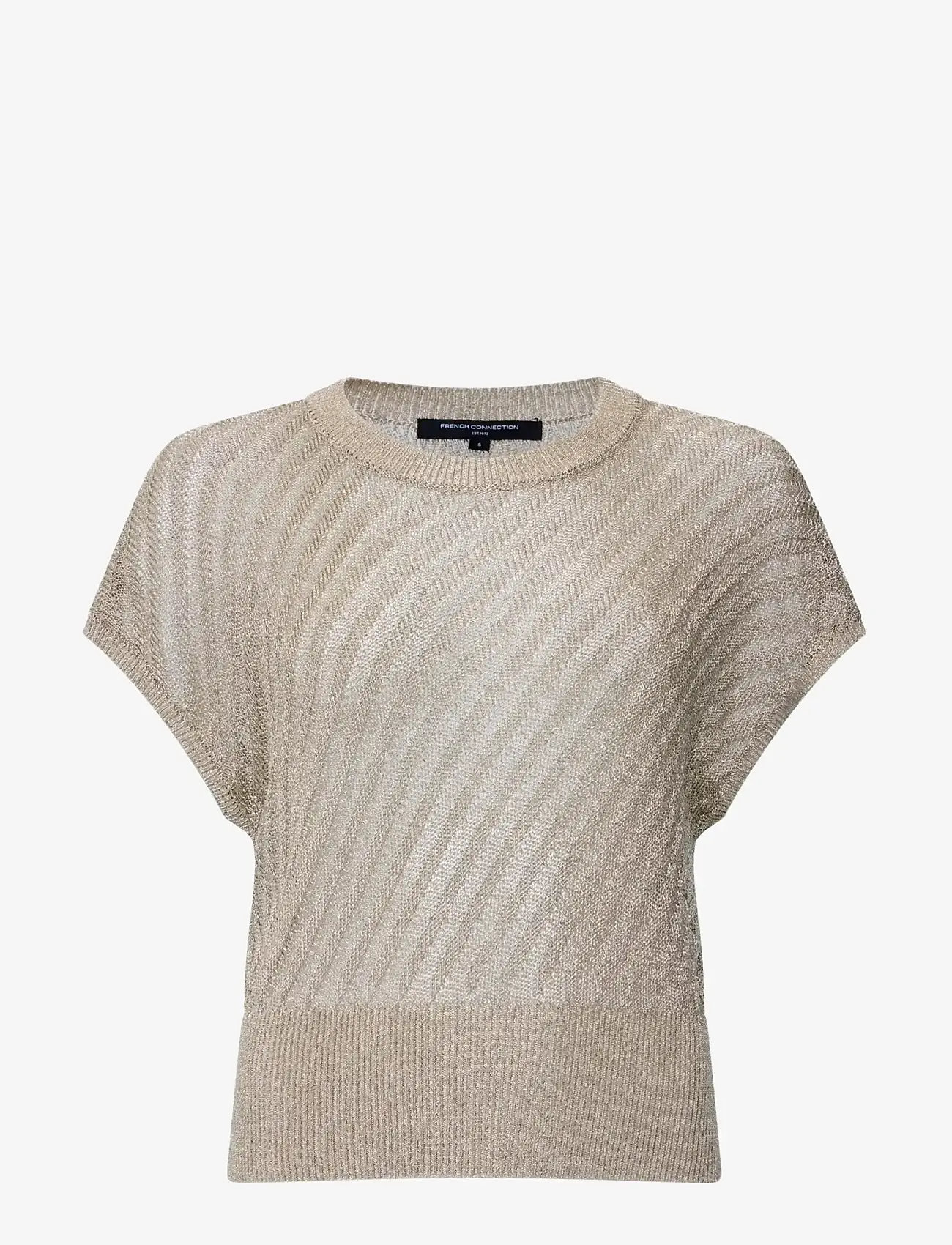 French Connection - JADA METALLIC KNIT TOP - t-shirts - soft gold - 1
