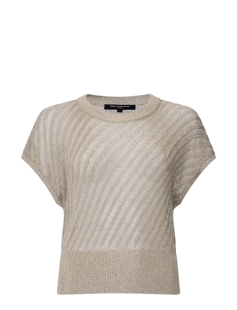 French Connection - JADA METALLIC KNIT TOP - t-skjorter - soft gold - 1