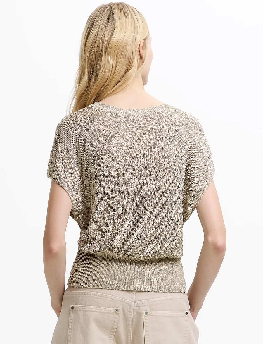 French Connection - JADA METALLIC KNIT TOP - t-skjorter - soft gold - 4