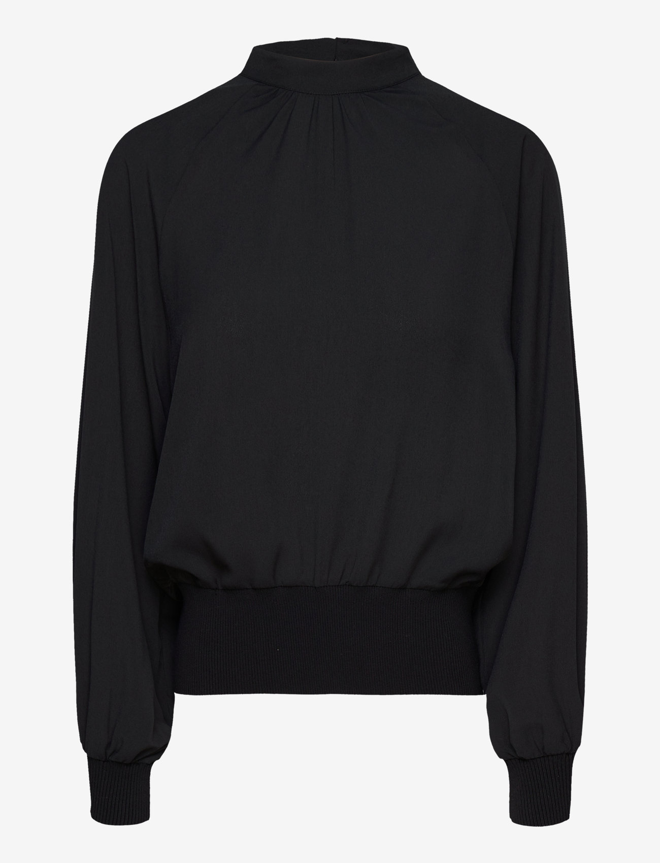 French Connection - KRISTA KNIT L/S STAND NK TOP - långärmade blusar - blackout - 1