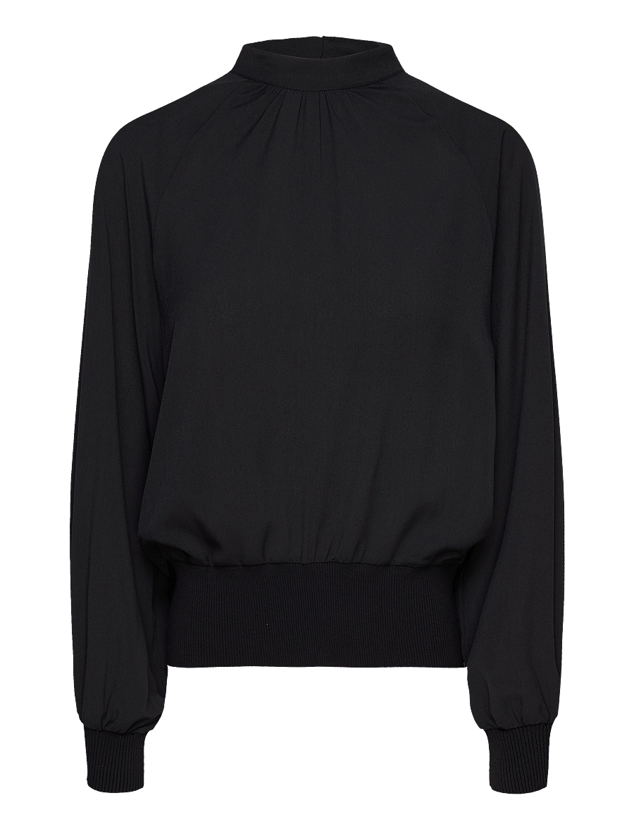 French Connection - KRISTA KNIT L/S STAND NK TOP - langärmlige blusen - blackout - 1