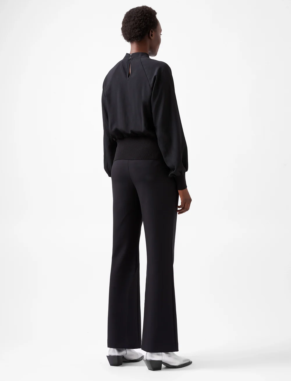 French Connection - KRISTA KNIT L/S STAND NK TOP - långärmade blusar - blackout - 3