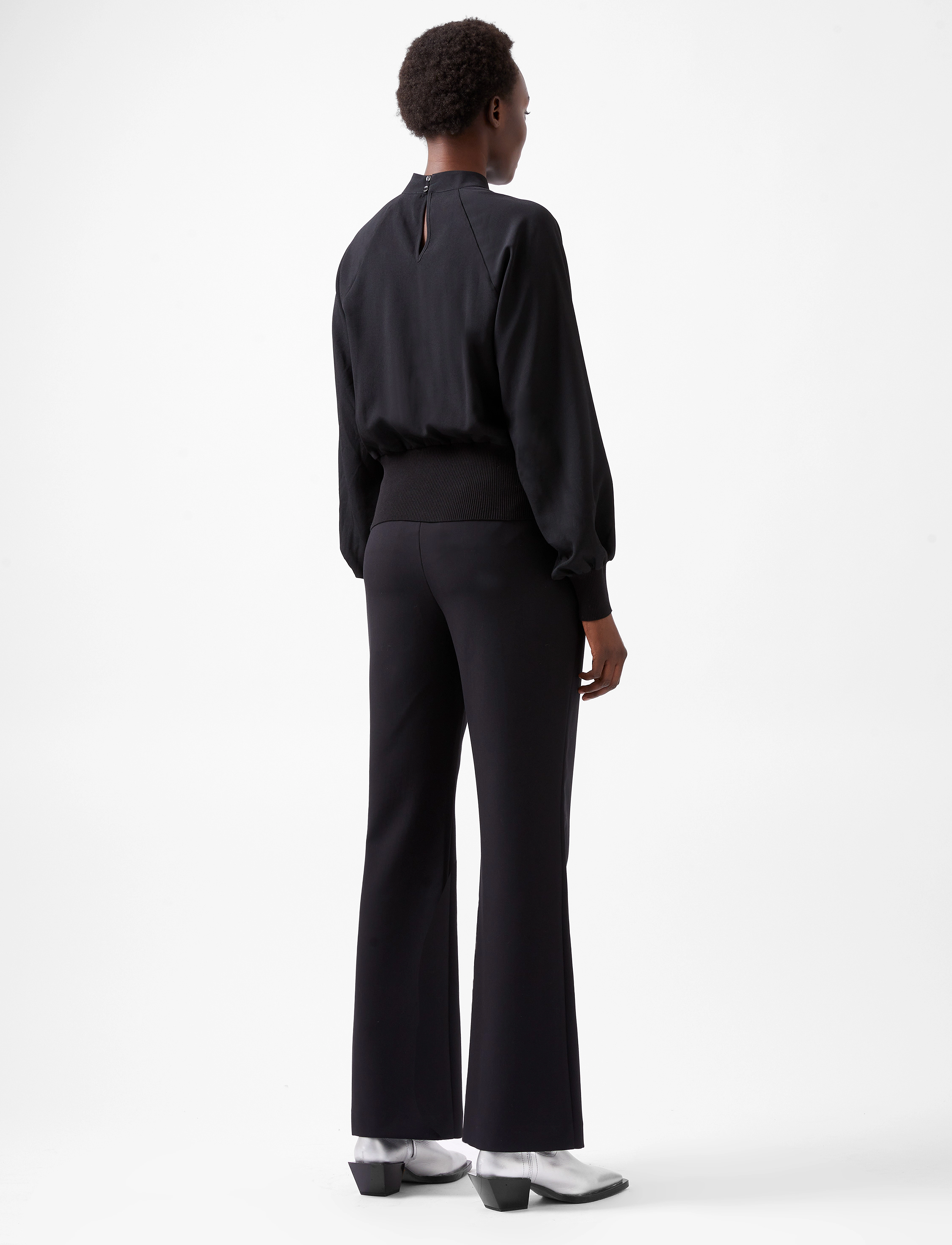 French Connection - KRISTA KNIT L/S STAND NK TOP - langerma blússur - blackout - 3