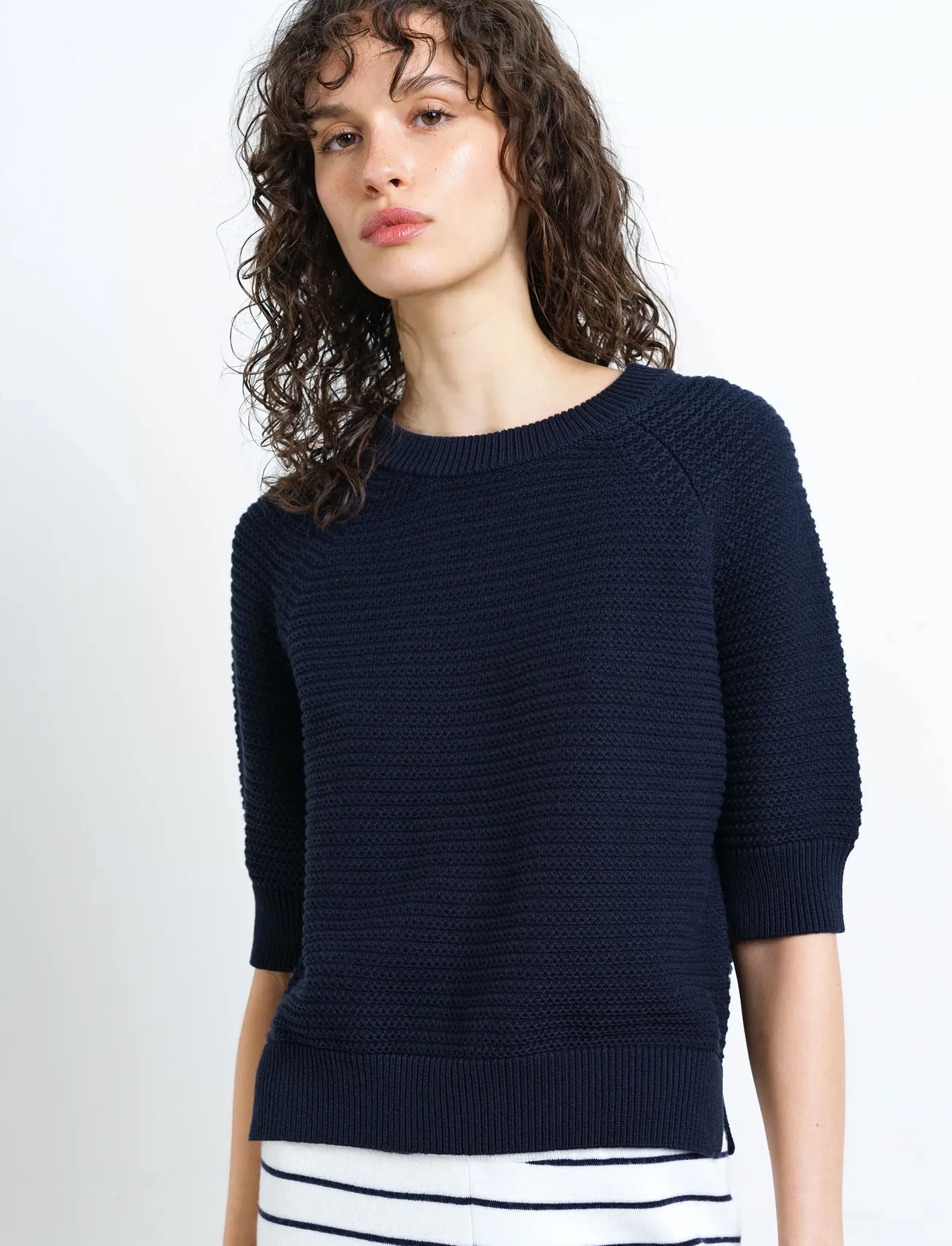 French Connection - LILY MOZART SS HIGH NECK KNIT - sviitrid - new navy - 3
