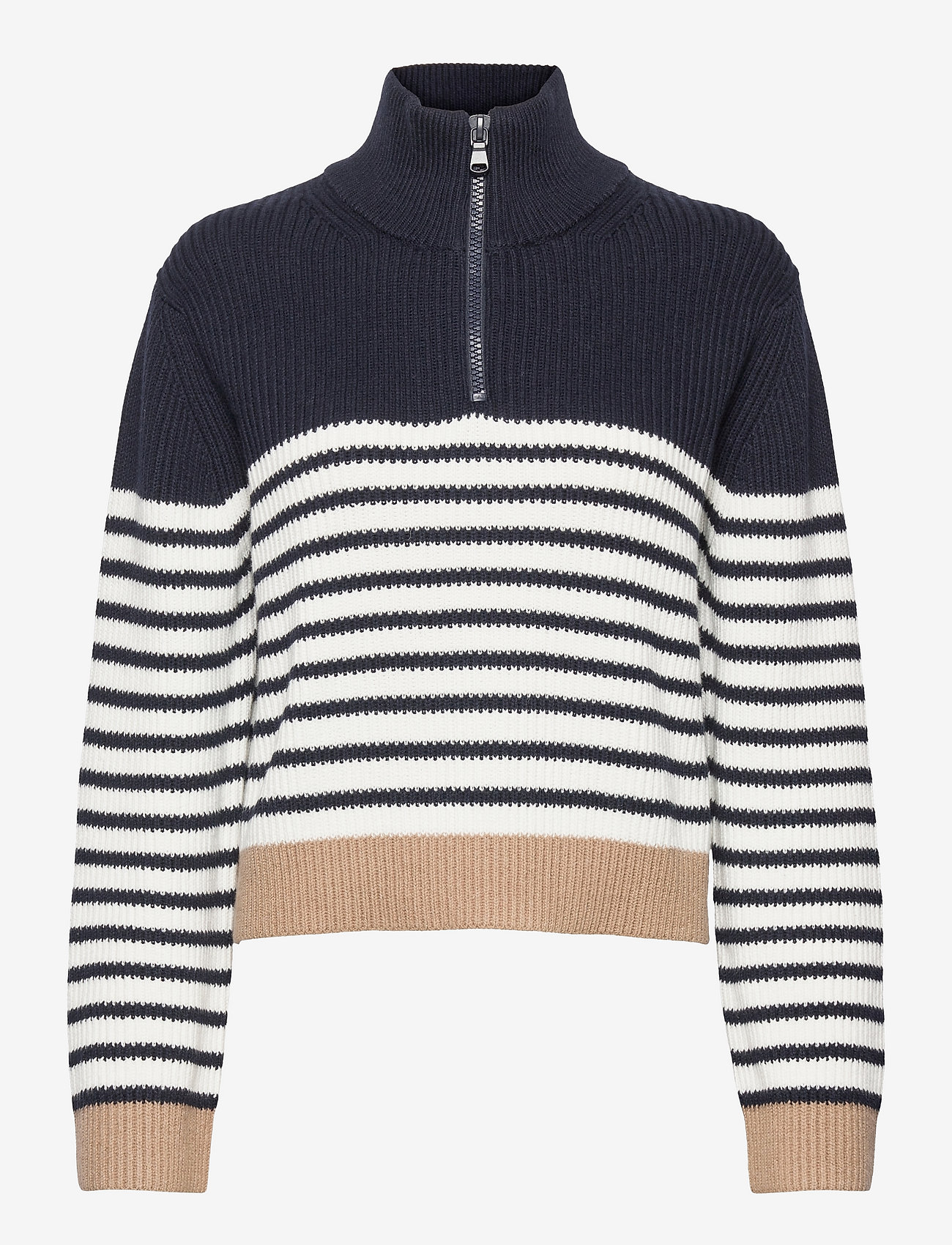 French Connection - KAI HALF ZIP JUMPER - white/blue/camel - 0