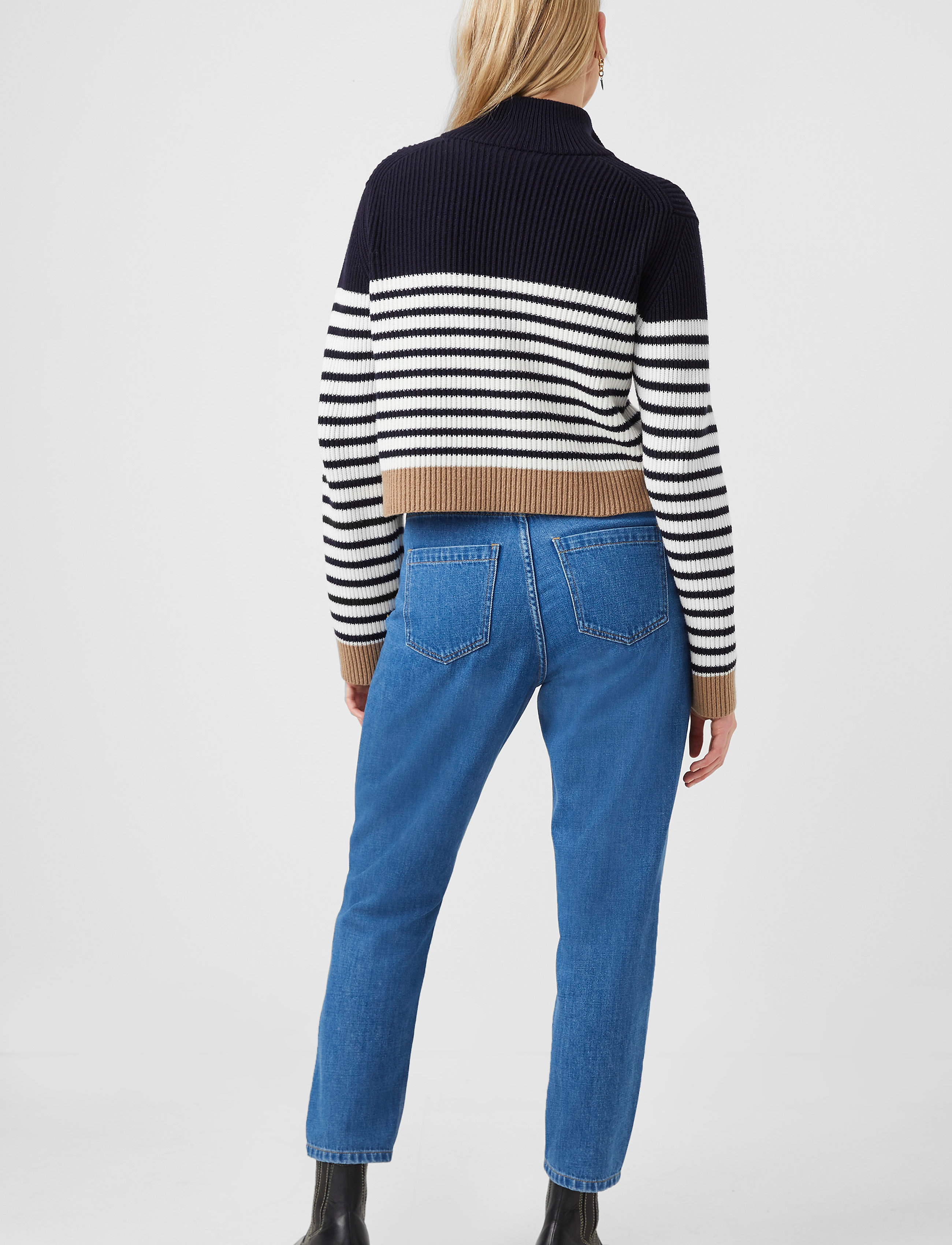 French Connection - KAI HALF ZIP JUMPER - white/blue/camel - 4