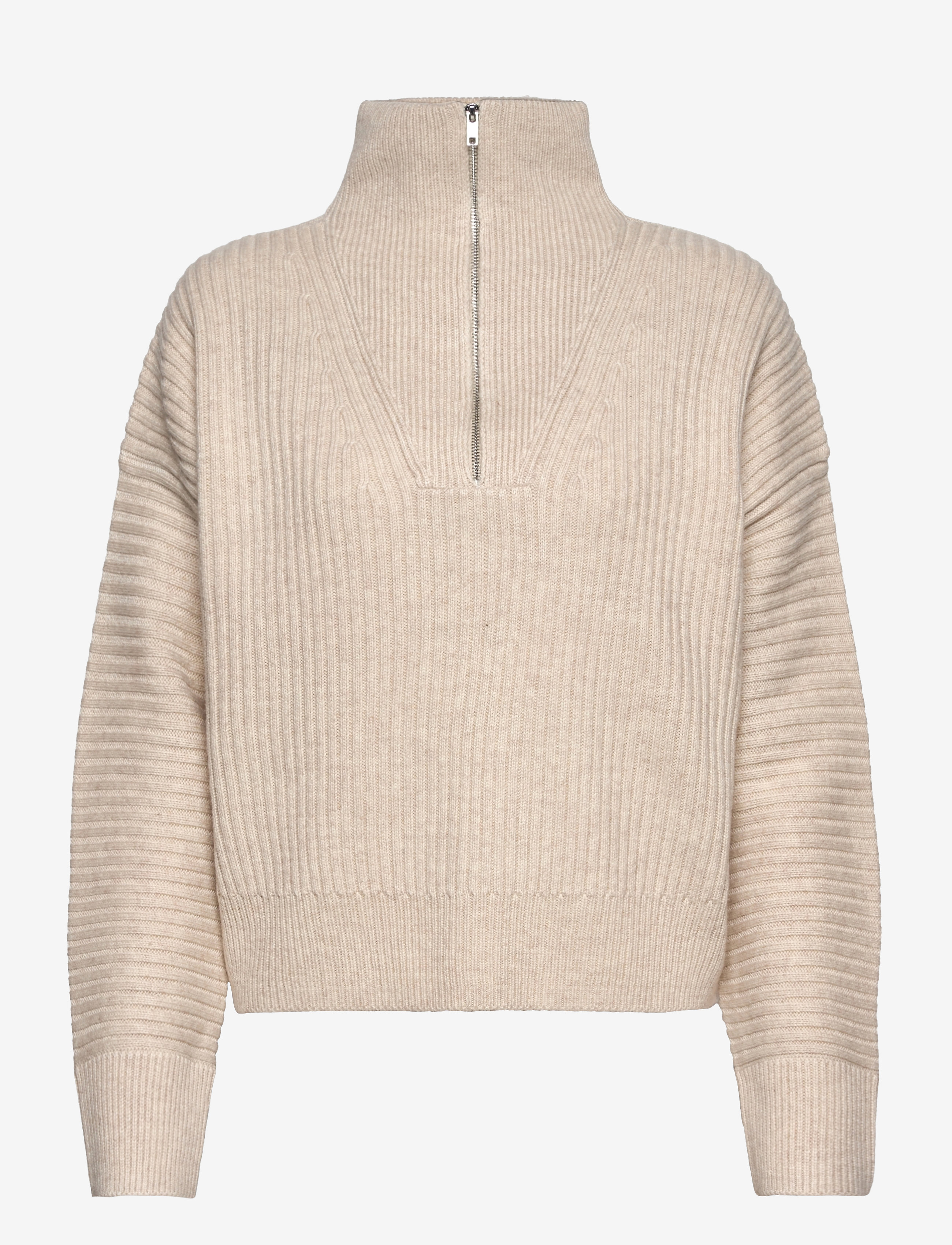 French Connection - LANA KNITS HALF ZIP JUMPER - oatmeal mel - 1