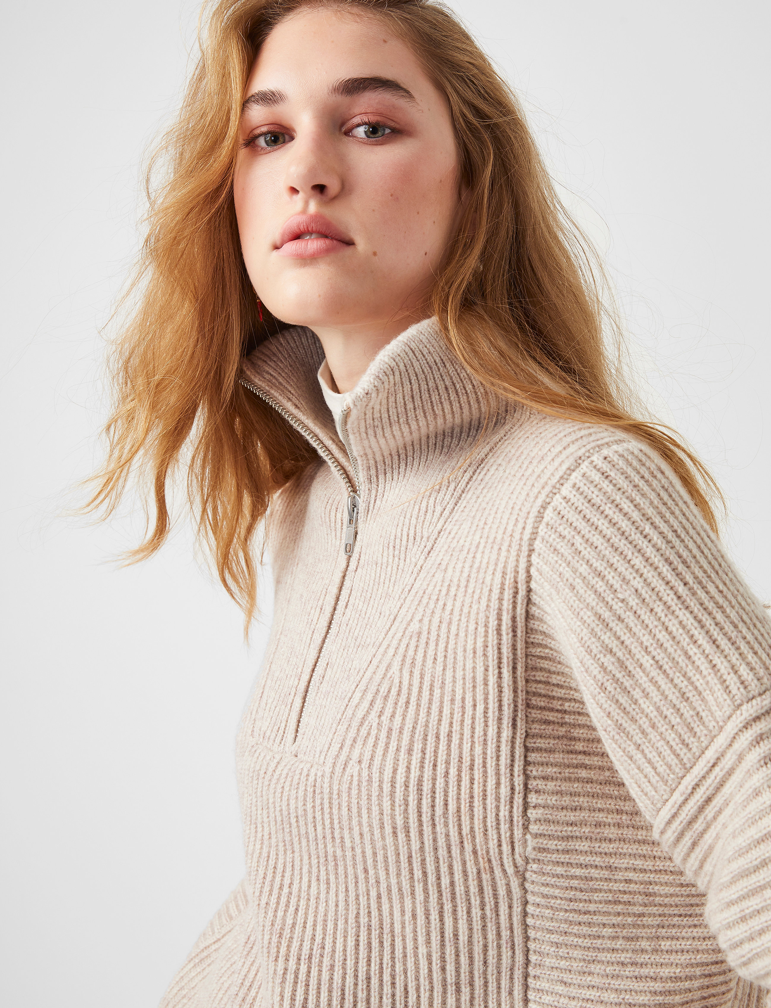 French Connection - LANA KNITS HALF ZIP JUMPER - oatmeal mel - 3