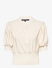 French Connection - JENNA MIX KNIT TOP - short-sleeved blouses - classic cream - 0