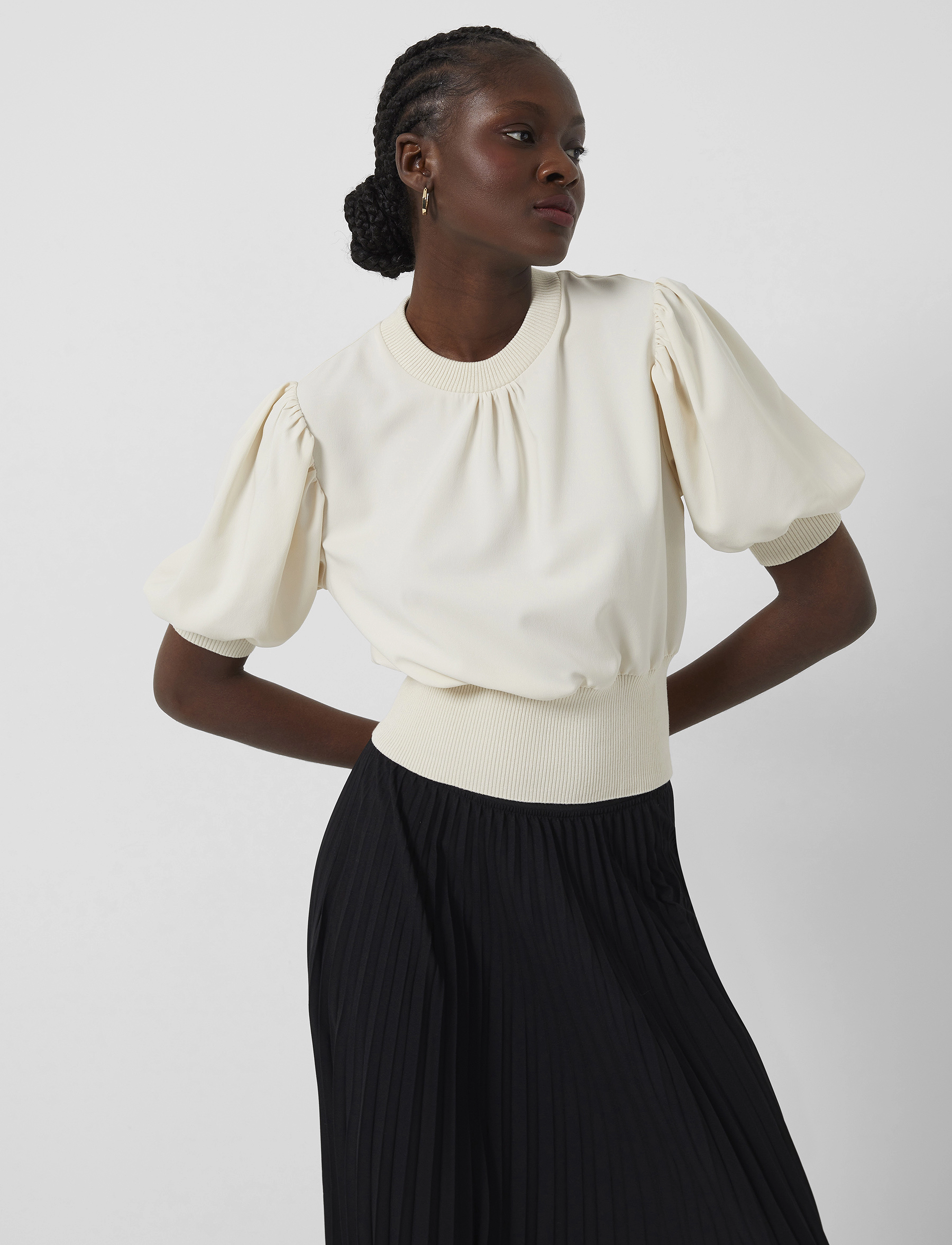 French Connection - JENNA MIX KNIT TOP - classic cream - 2