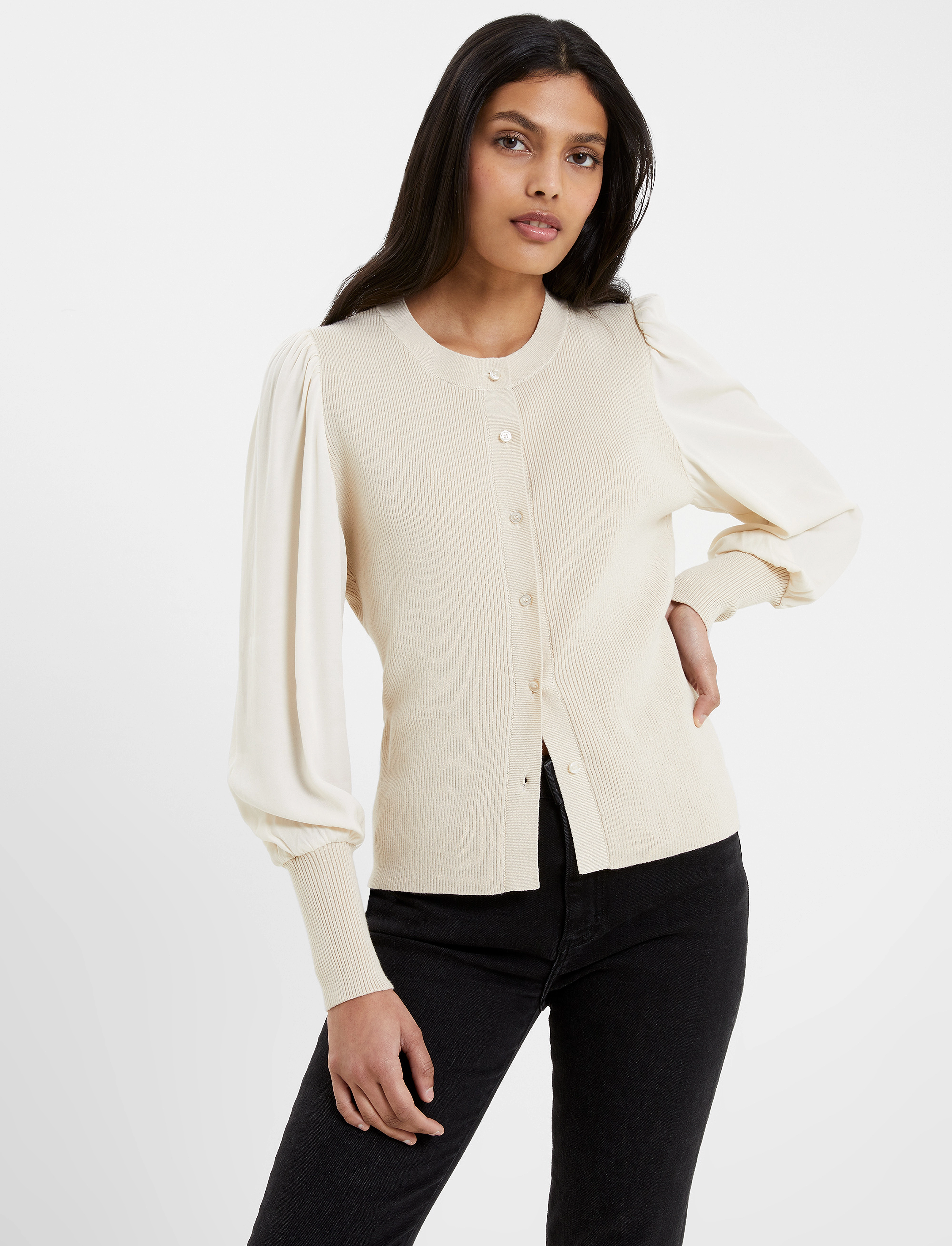 French Connection - KRISTA MIX L/S CARDIGAN - classic cream - 2